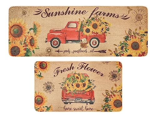 Yellow Sunflower & Red Truck