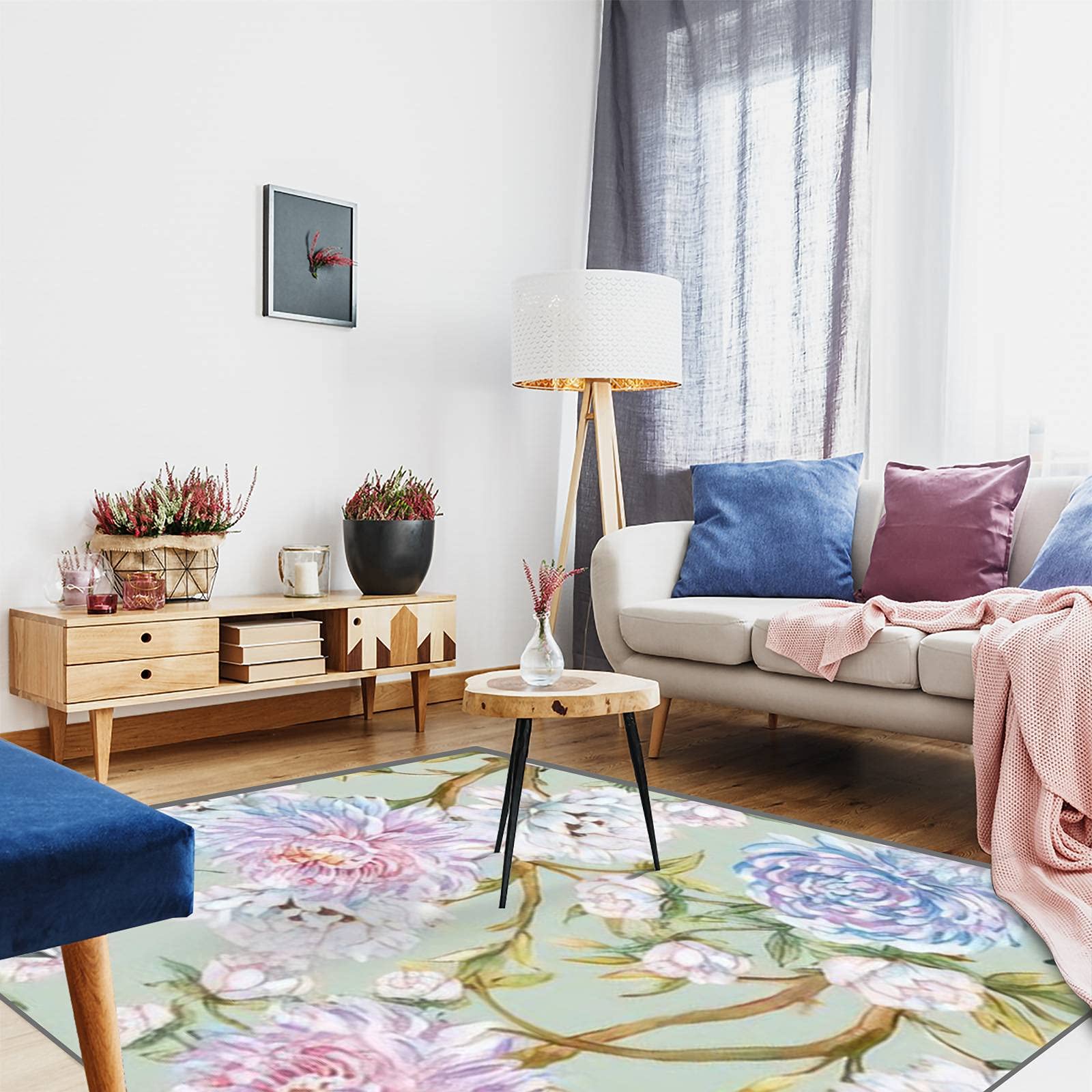 Non-Slip Hand-Painted Oriental Area Rug - Chinese & Korean Inspired Seamless Pattern Doormat for Indoor/Outdoor Use - Perfect for Entryway, Living Room, Bedroom & Modern Home Decor | Durable Floor Mat for High-Traffic Areas