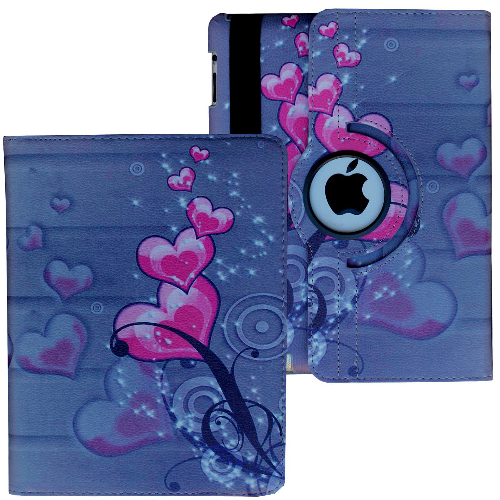 360° Rotating Magnetic Leather Case for iPad Pro 10.5 (2017) & iPad Air 3 (2019) - Auto Sleep/Wake Smart Cover with Stand for A1701 A1709 A2152 A2153 A2123 A2154 - Floral Pink Heart Design - Perfect for Work, Travel & Home Use