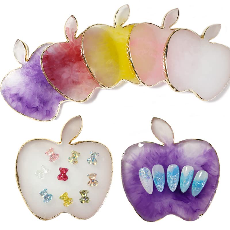 AKOAK 1 Pack Natural Resin Agate Nail Art Gel Polish Palette - DIY Manicure Kit for Nail Salon & Home Use (Apple, Purple) - Perfect for Nail Art Designs, French Tips & Gel Polish Application