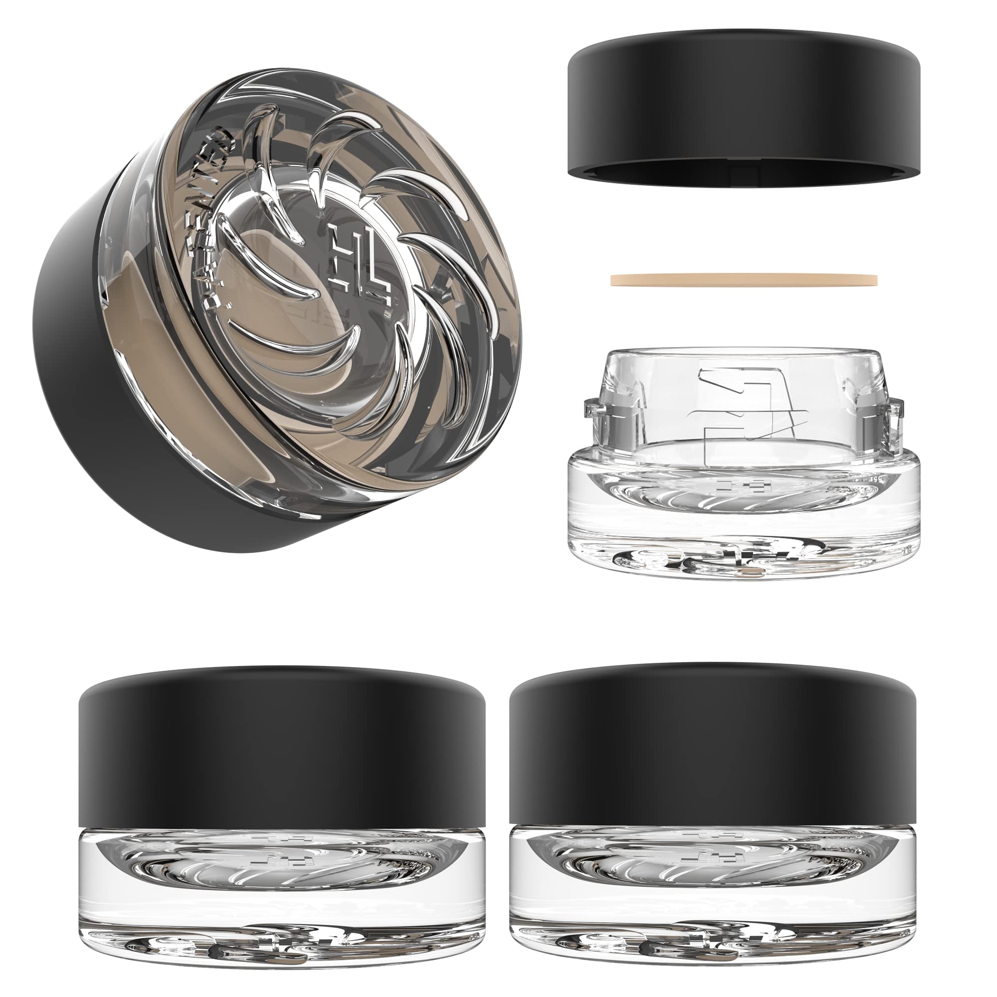 5ml Supercell Clear Glass Thick Child Resistant Containers - 400 Pack Concentrate Storage Jars for Essential Oils, CBD, Lip Balm, Wax & Cosmetics - Premium PTFE Cap Seal Black Lids - Ideal for DIY Beauty, Cannabis Storage & Travel-Sized Products