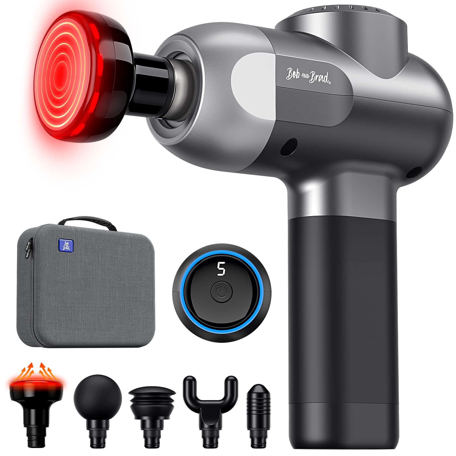 BOB AND BRAD C2 Plus Massage Gun with Heat Therapy - Deep Tissue Percussion Massager for Muscle Recovery, Pain Relief & Relaxation - Professional Electric Back Massager for Athletes, Home Gym & Physical Therapy - FSA/HSA Eligible - Perfect for Post-Workout, Office Stress & Chronic Pain Relief