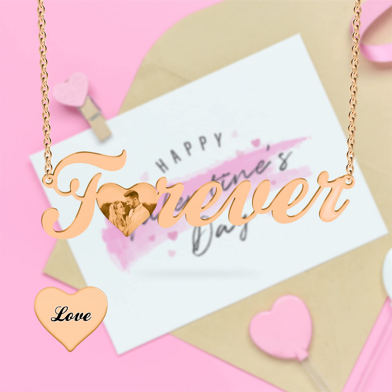 BAUMA AUTO Personalized Couples Necklace - Engraved Friendship Jewelry for Her, Him, Women, Men, Best Friend - Perfect for Anniversaries, Valentine's Day, and Romantic Gifts
