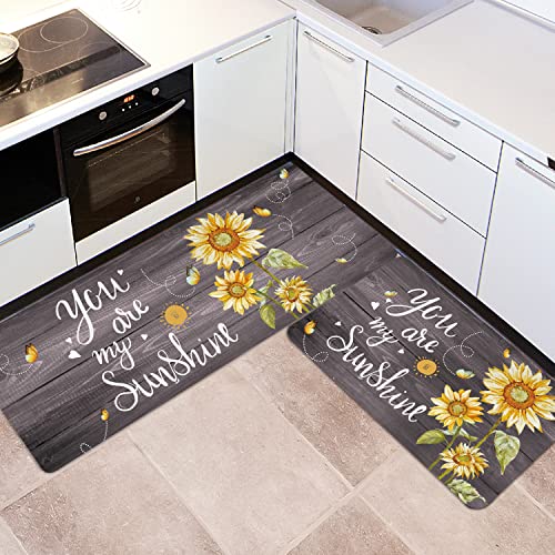Grey Sunflower Kitchen Rug