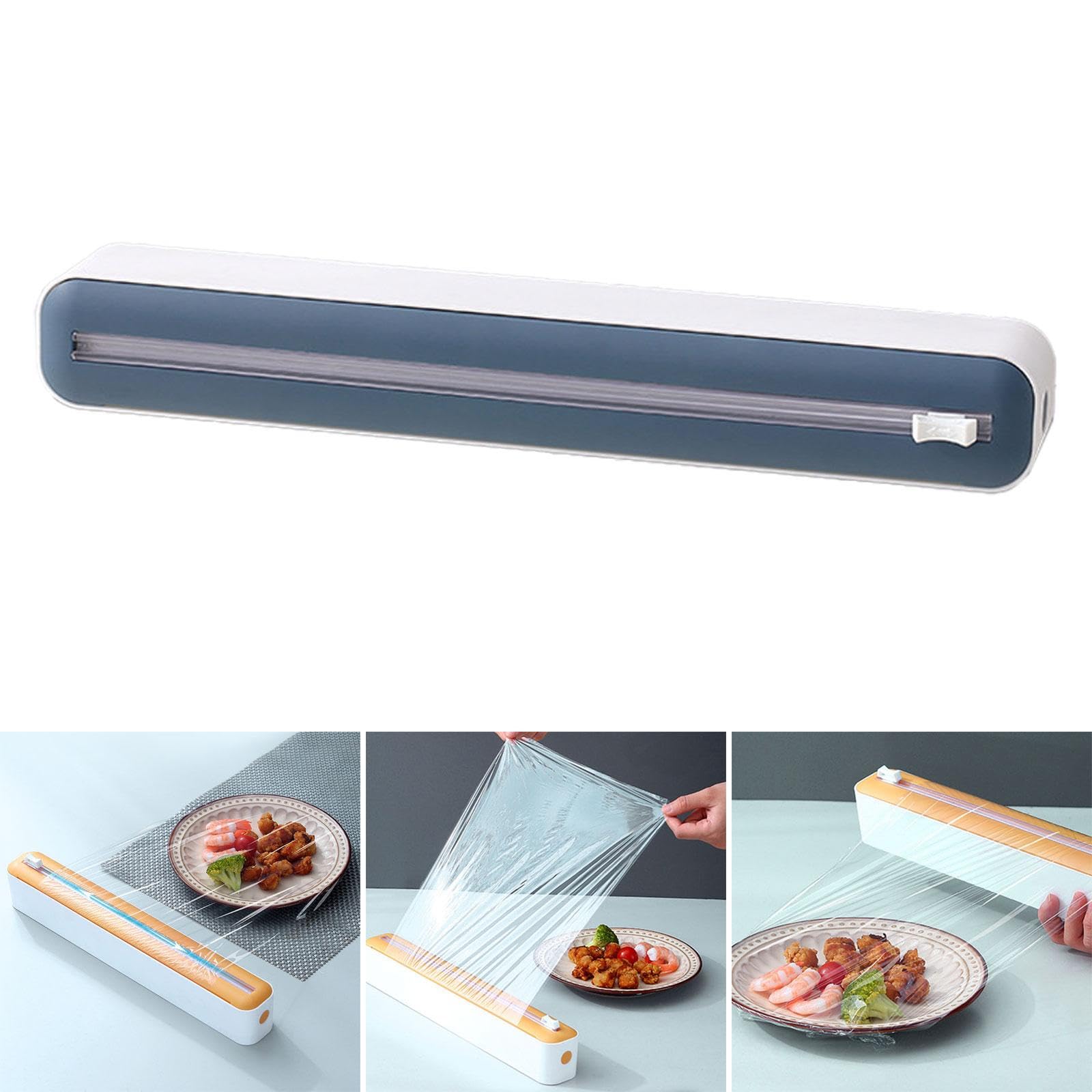 ATORSE® Household Food Wrap Cutter & Dispenser - Aluminum Foil & Cling Film Organizer (Blue & White) | Perfect for Kitchen Storage, Meal Prep & Leftover Food Preservation