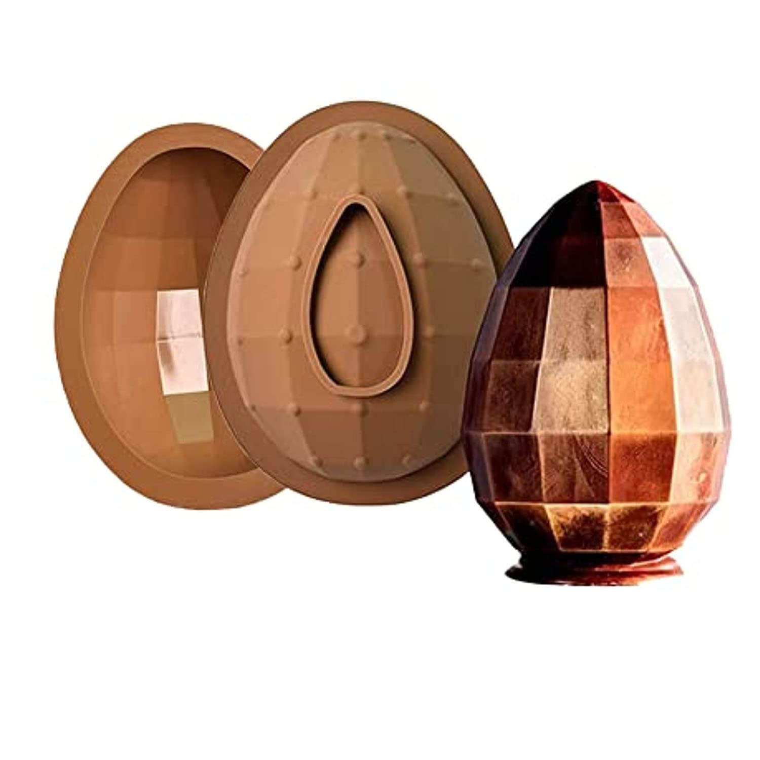 RNOSIT 3D Easter Egg Silicone Mold - Large Chocolate Egg Mold for DIY Desserts, Baking & Candy Making - Perfect for Easter Crafts, Holiday Gifts & Home Decor (F)