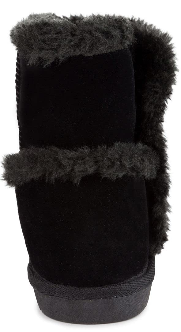 Women's Sugar Poppy Faux Suede Winter Snow Boots - Black Size 7 Medium (B,M) | Warm Comfortable Booties for Cold Weather, Snow Days & Winter Fashion