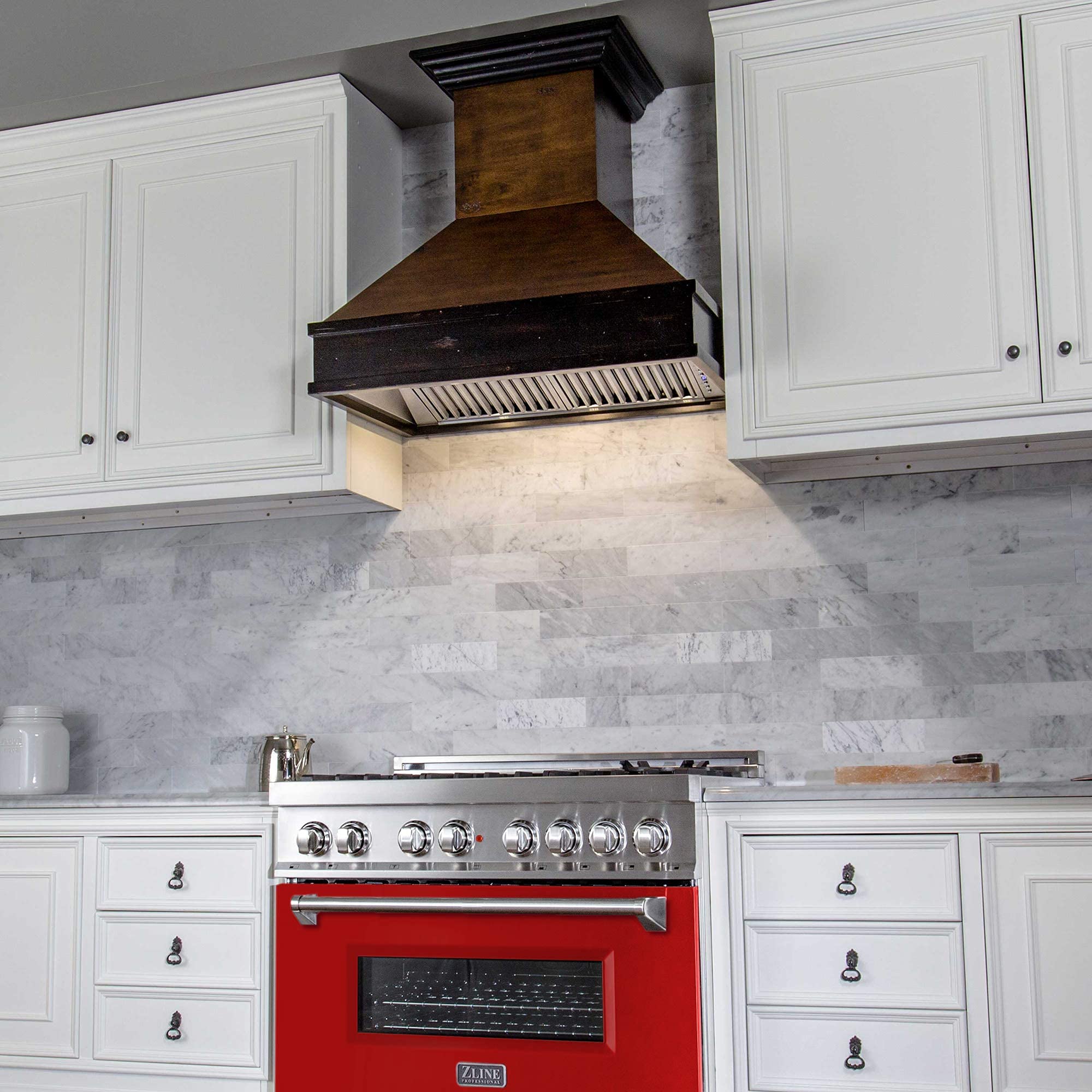ZLINE 36-inch 4.6 cu.ft Stainless Steel Dual Fuel Range with 6-Burner Gas Cooktop & Electric Convection Oven - Red Matte Door (RA-RM-36) | Perfect for Professional Home Kitchens & Modern Cooking Enthusiasts