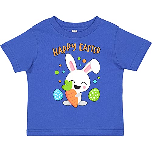 Happy Easter Bunny Toddler T-Shirt - Cute Egg & Carrot Design for Kids Party