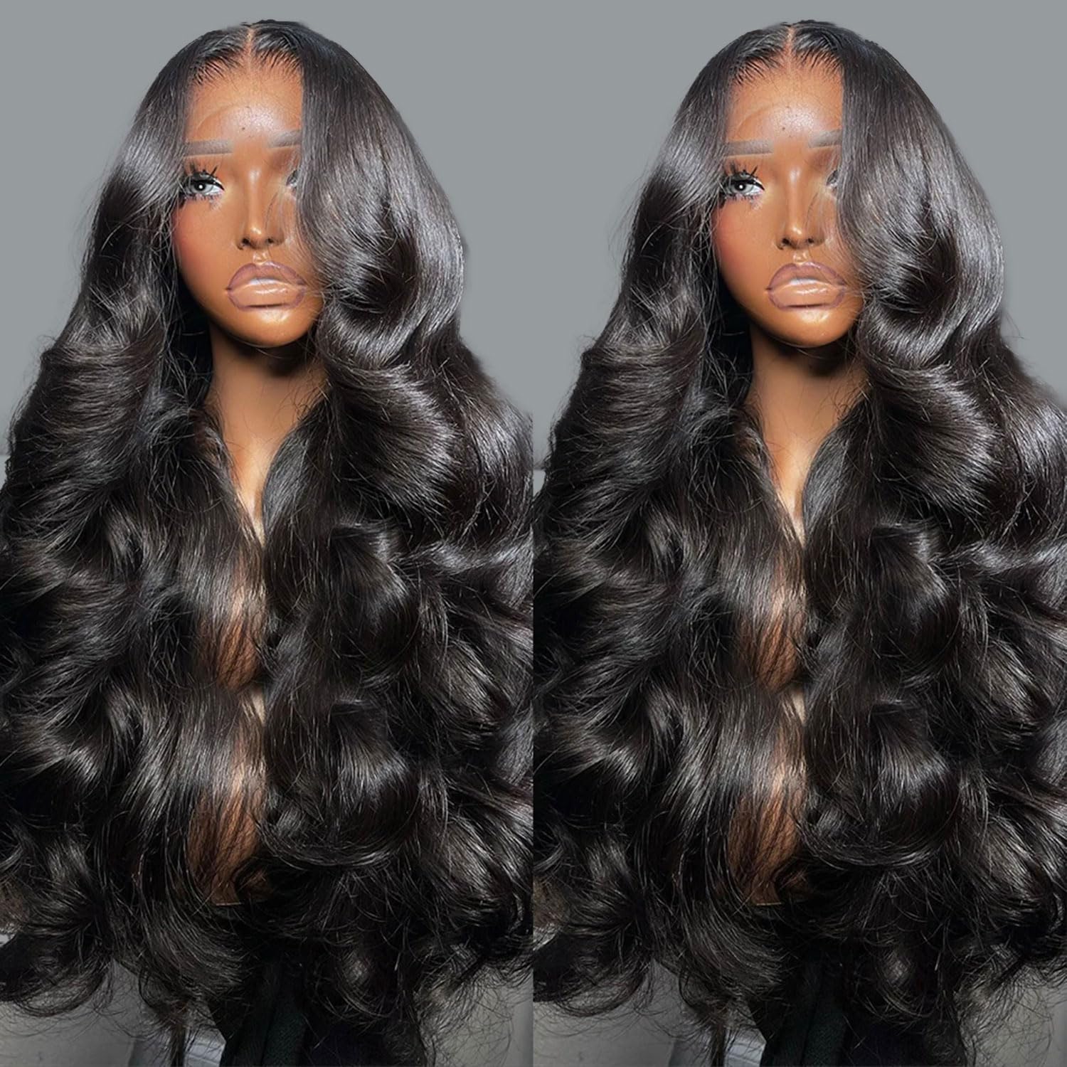 13x4 HD Lace Front Wigs Human Hair 34 Inch Body Wave Glueless Pre Plucked 180 Density Natural Black for Women - Perfect for Daily Wear, Parties & Special Occasions