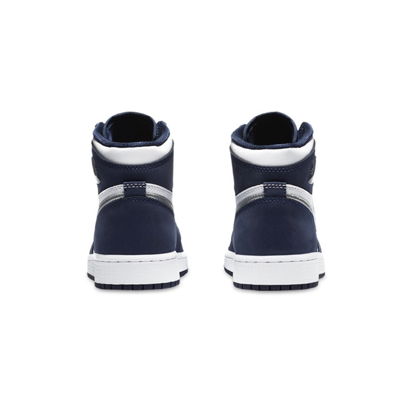 Air Jordan 1 High Retro GS Japan Obsidian White Metallic Silver Sneakers - Basketball Shoes for Women & Girls - Perfect for Streetwear, Gym & Casual Fashion