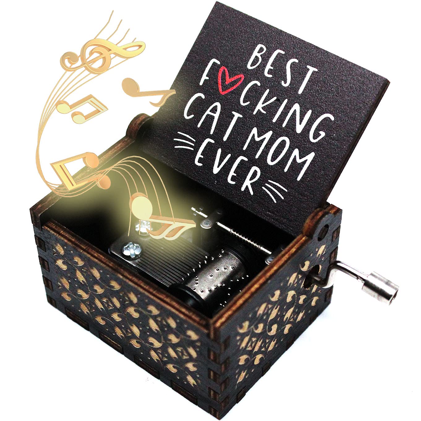 UKEBOBO Wooden Music Box - 'You Are My Sunshine' Handcrafted Musical Gift for Cat Moms - Perfect for Birthdays, Anniversaries & Home Decor (1 Set)