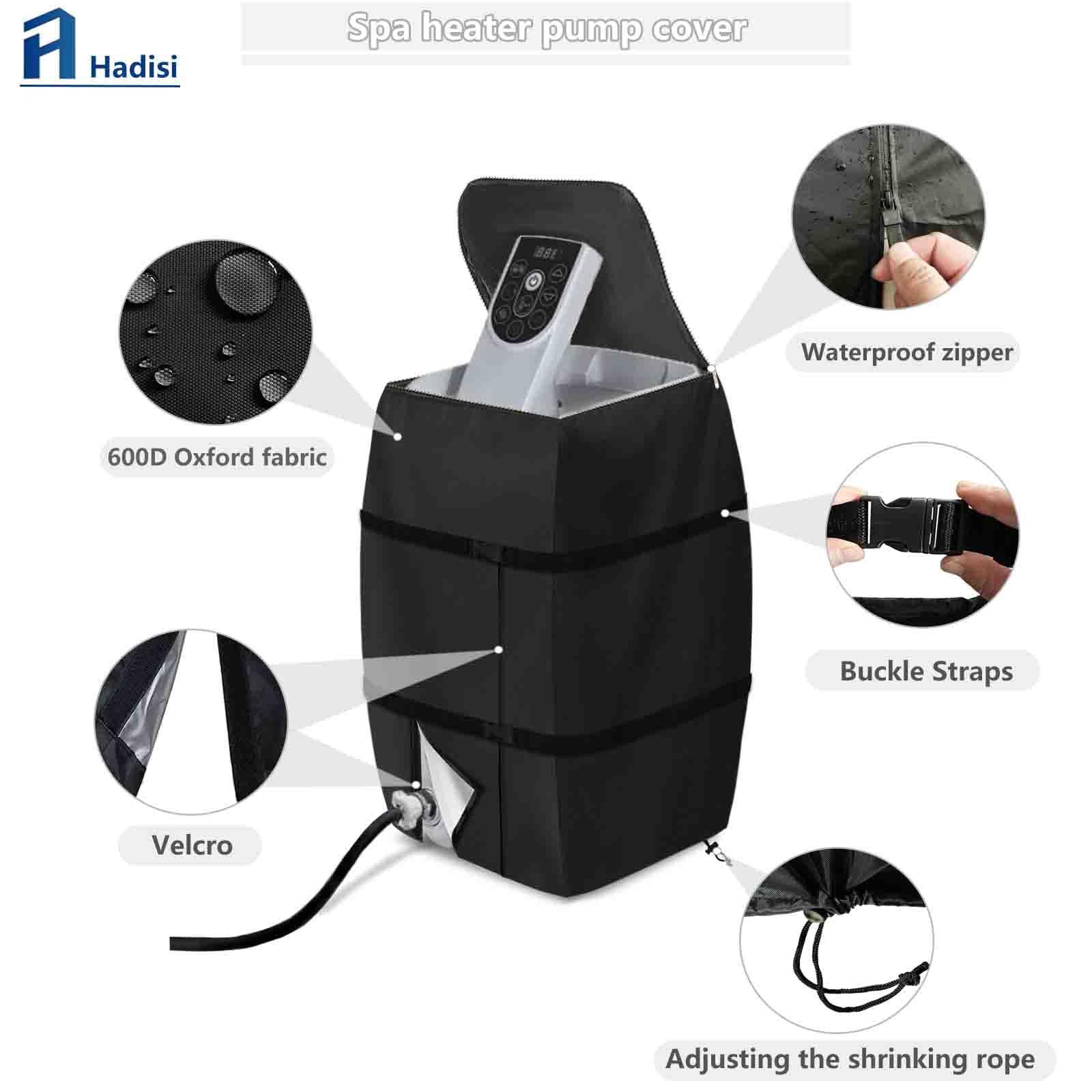 Hot Tub Spa Heater Pump Cover - Waterproof Insulated Pump Cover for Most Hot Tub Brands (Black, Square) | Protects Equipment from Weather & Saves Energy