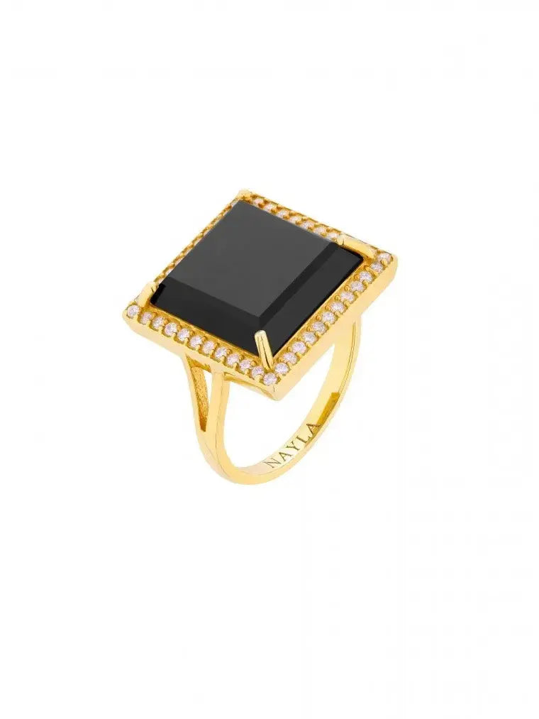 Black Onyx Square Ring for Women - Elegant Sterling Silver Jewelry Gift for Birthday, Anniversary & Special Occasions