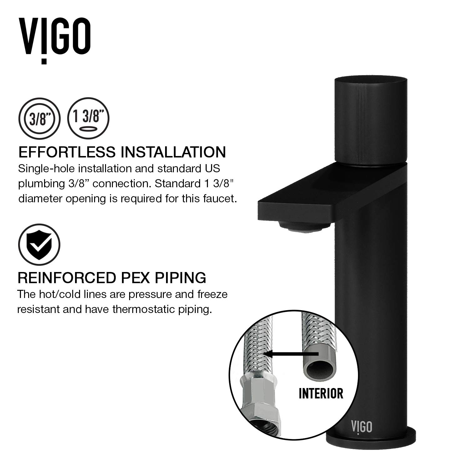 VIGO Halsey 8-Inch Single Handle Bathroom Sink Faucet - Matte Black Finish, Single Hole Installation, VG01045MB - Perfect for Modern Vanities & Powder Rooms