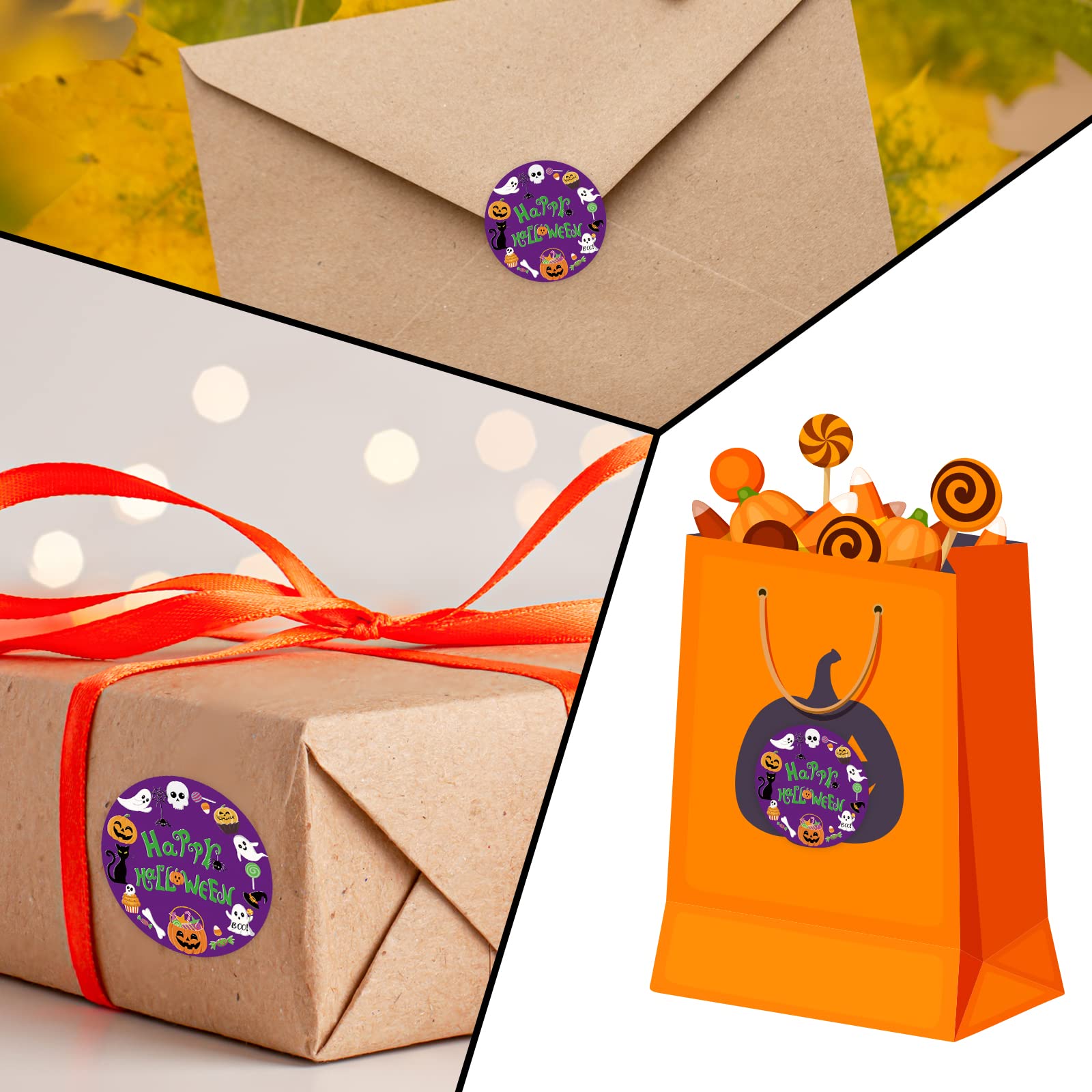 Heyfibro 500-Piece 1.5 Inch Halloween Sticker Roll - Bulk Self-Adhesive Decals for Treat Bags, Party Favors, Classroom Rewards & DIY Crafts - Perfect for Kids, Adults & Halloween Decorations