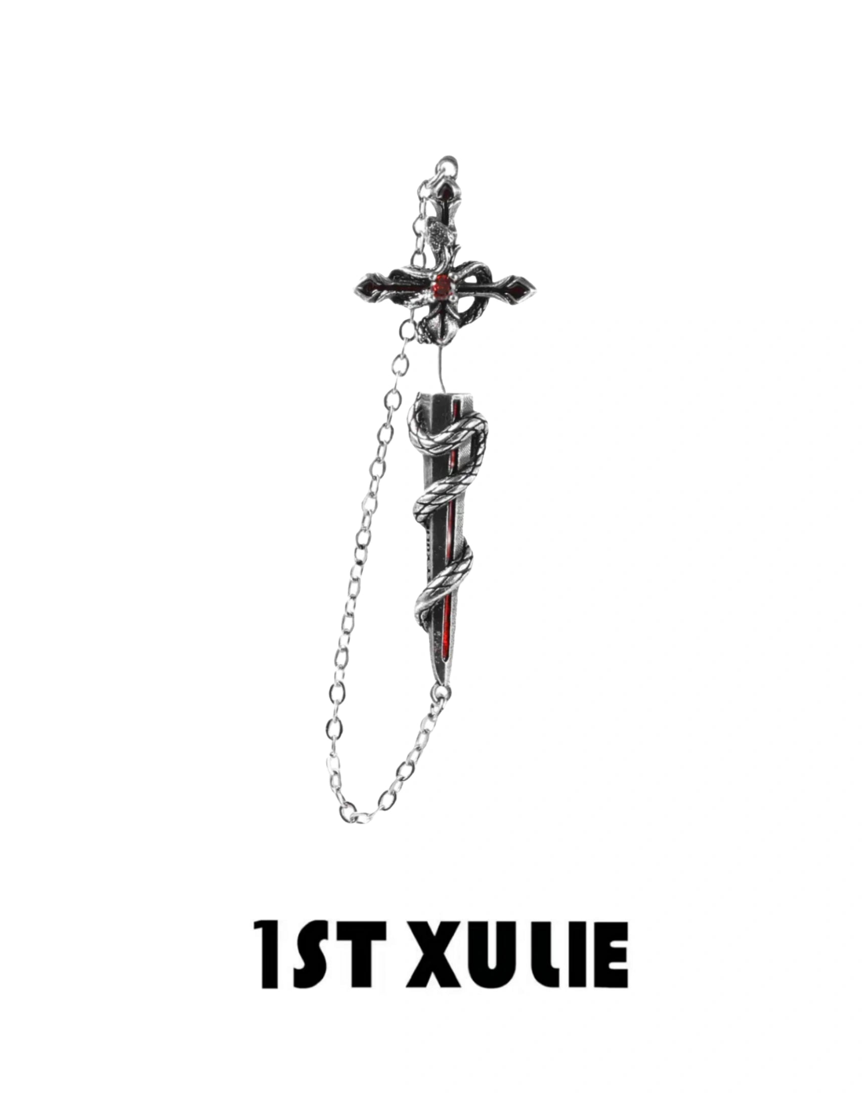 S925 18k Platinum Plated Snake Bite Sword Chain Stud Earrings for Women - Trendy Punk Gothic Jewelry for Parties, Concerts & Night Out