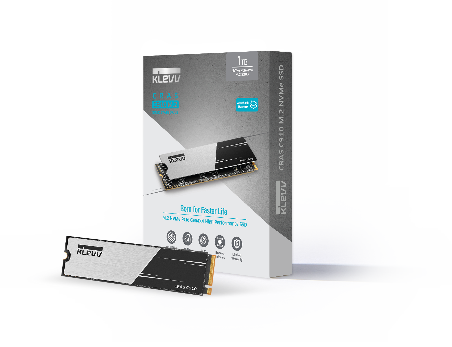 Klevv Cras C910 M.2 NVMe Gen4 2280 SSD 2TB - Ultra Fast PCIe 4.0 Internal Solid State Drive for Gaming, Video Editing & High-Performance PCs