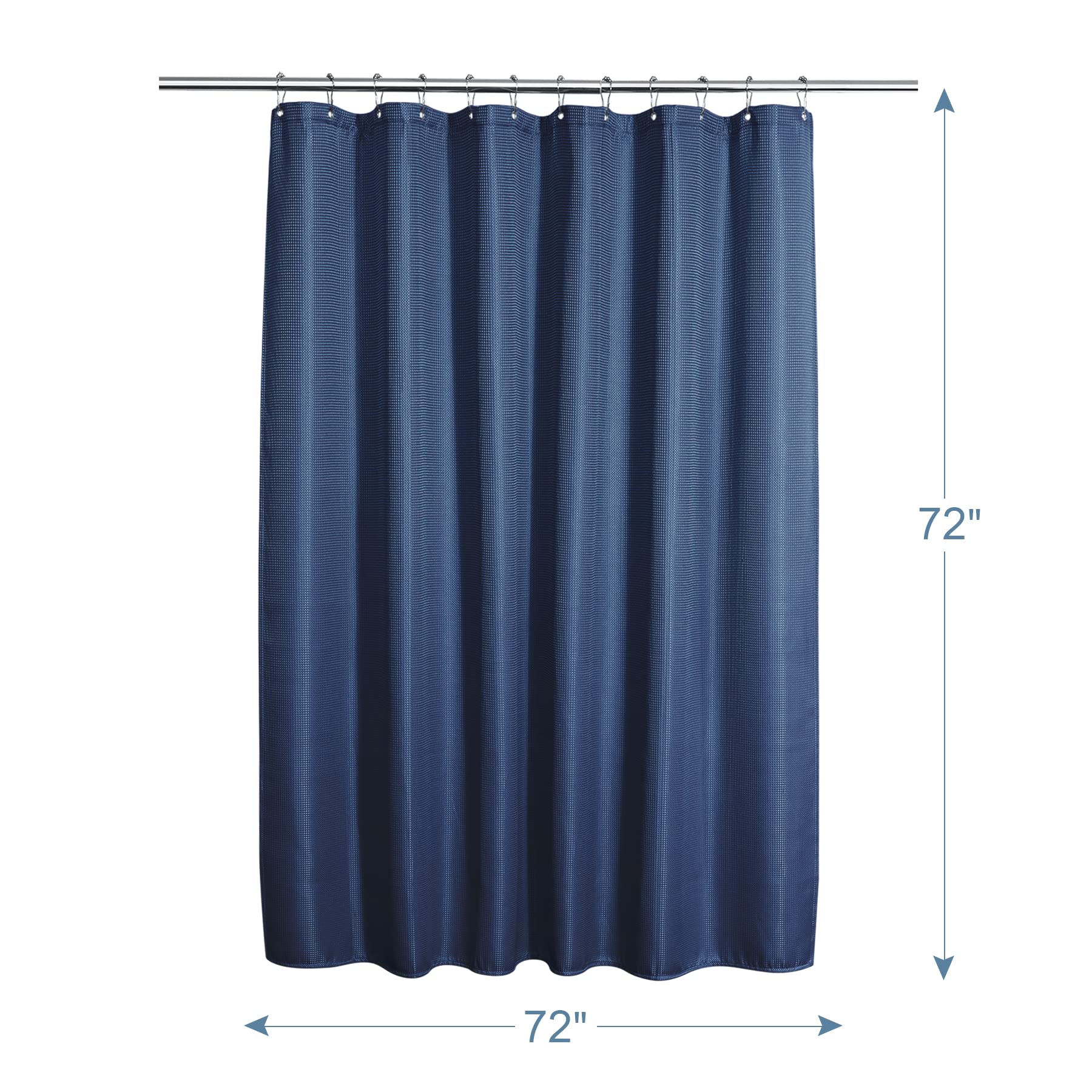 AmazerBath Waffle Weave Shower Curtain - Navy Blue Heavy Duty Hotel Quality Fabric Bathroom Curtain, 72x72 Inches - Perfect for Spa-Like Bathrooms & Luxury Hotel Decor