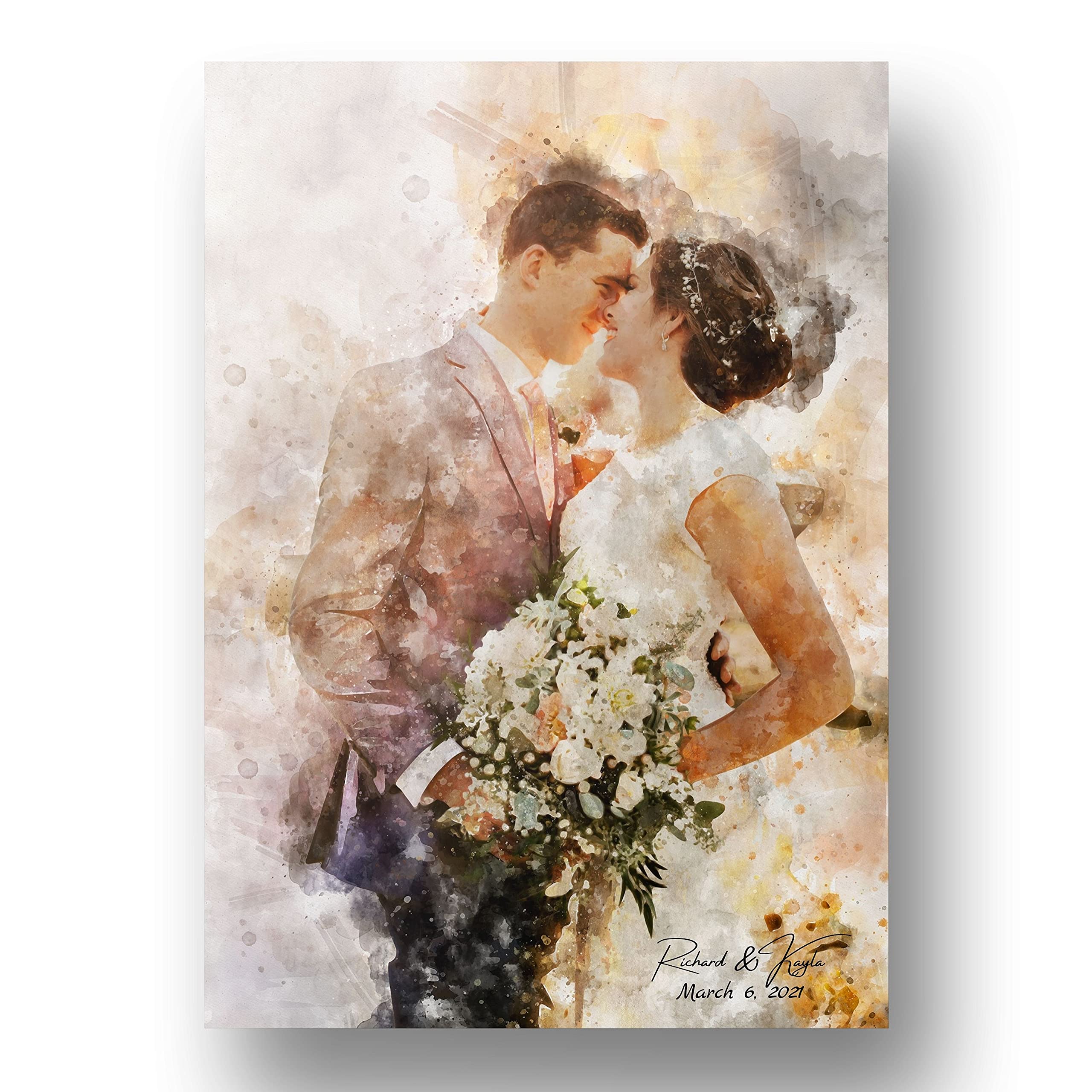 Custom Watercolor Portrait from Photo - Personalized Wedding & Anniversary Gift for Her or Him - Unique Christmas, Mother's Day Present - Home Decor & Romantic Keepsake
