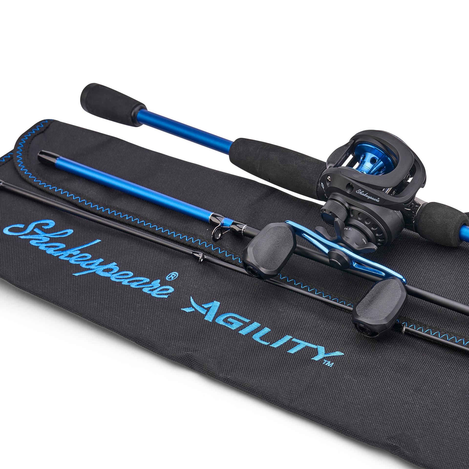 Agility® Travel Baitcast Fishing Rod and Reel Combo - Lightweight Compact Design for Bass, Trout, and Saltwater Fishing - Perfect for Backpacking, Kayak, and Boat Fishing Adventures
