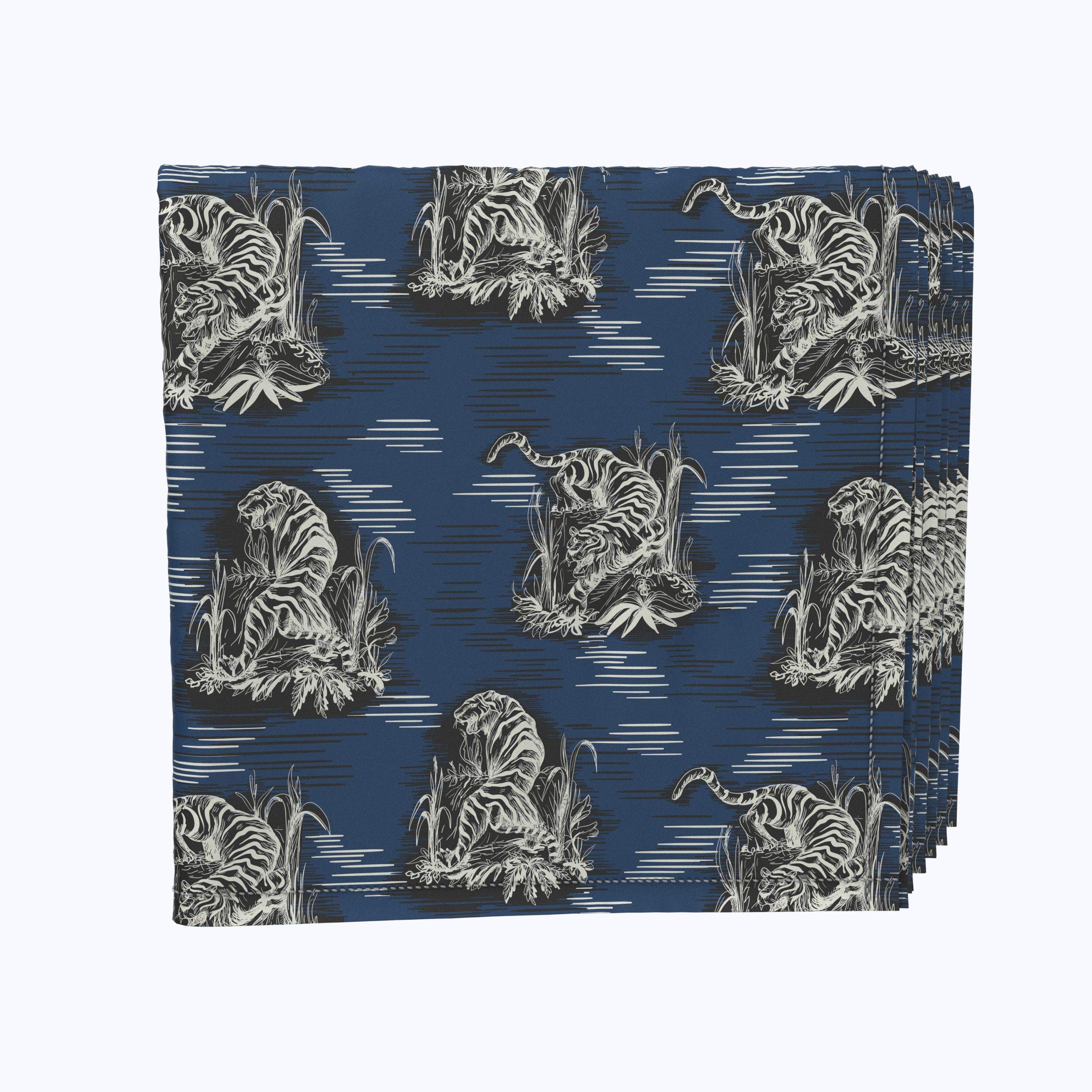 Premium 12-Piece Polyester Napkin Set - 18x18 Inches - Chinoiserie Tiger Design - Elegant Table Linens for Dinner Parties, Weddings & Home Decor