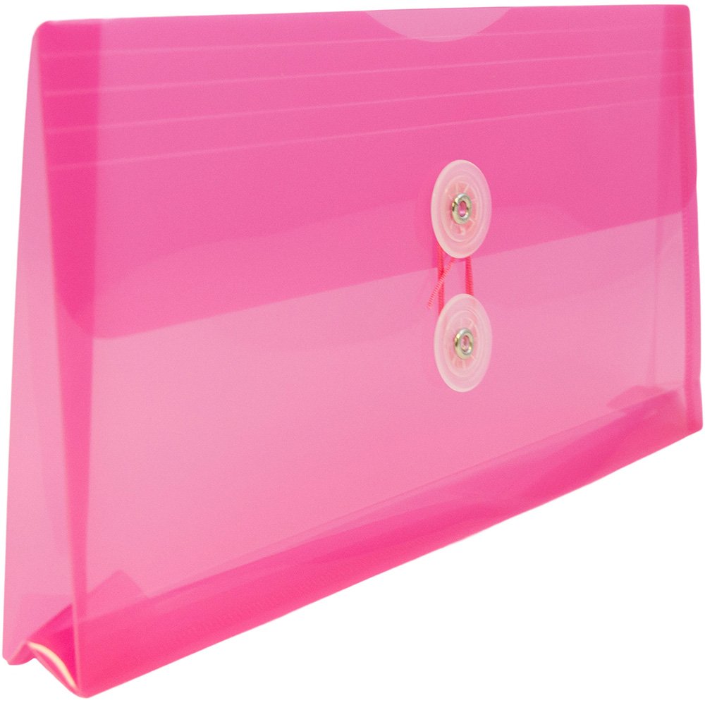 JAM PAPER #10 Plastic Envelopes with Button Closure - 5.25x10 in - 12 Pack for Business Documents