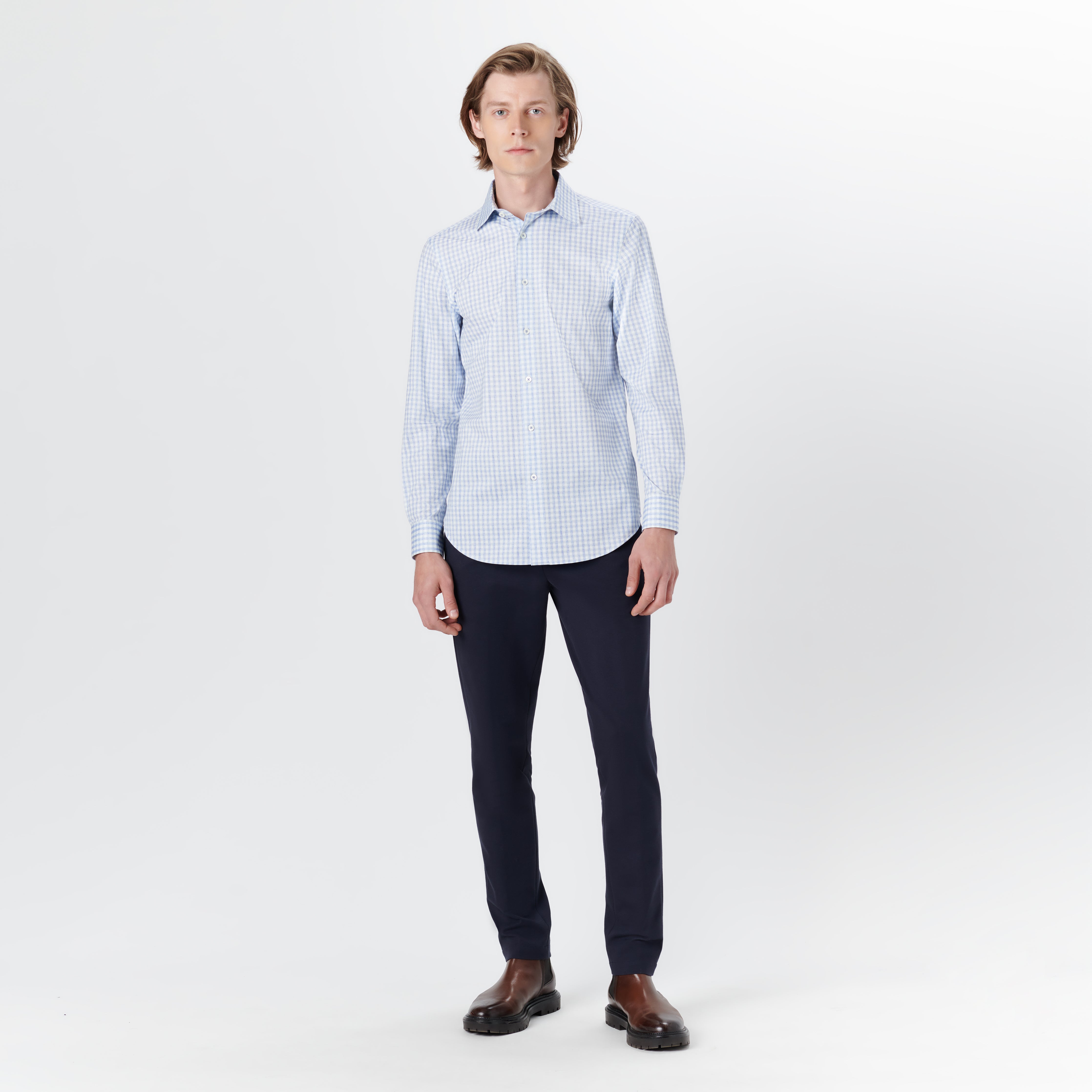 JAMES Gingham Check Cotton Shirt for Men - Classic Plaid Button Down Casual Shirt - Perfect for Office, Date Night & Weekend Outfits