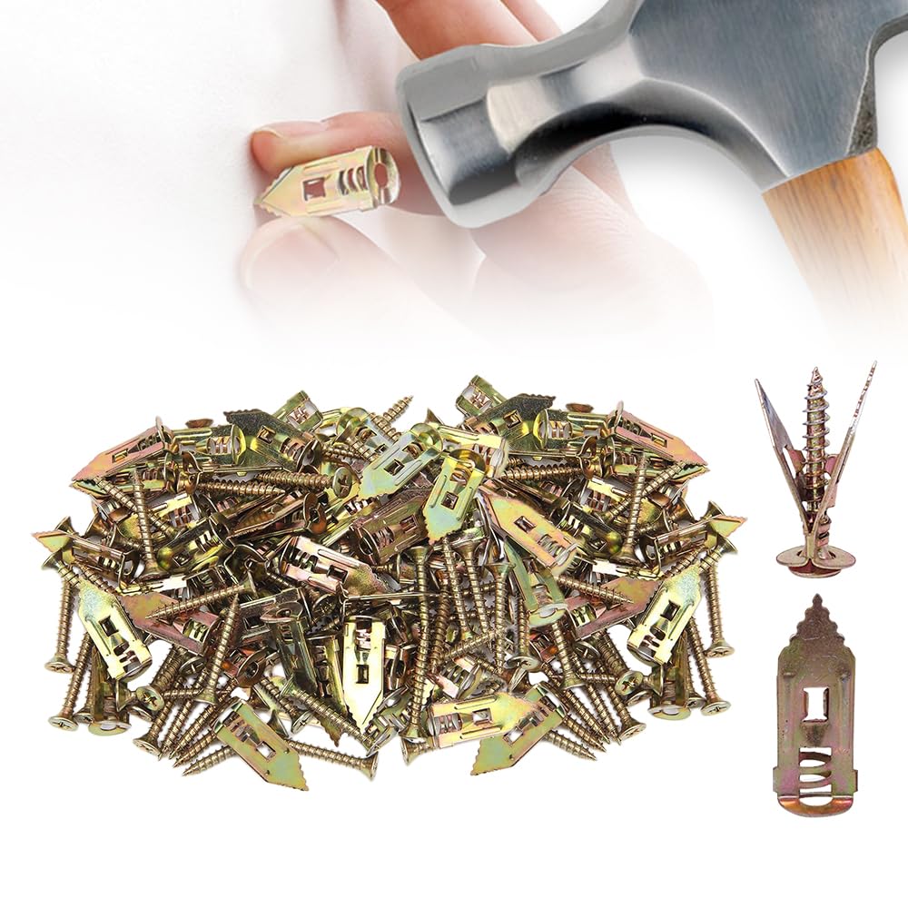 Self-Drilling Drywall Anchors & Screws Kit - Zinc Plated Steel Wall Anchors (50-Pack, 0.47x1.37in) - No Drilling Required for Easy Installation - Perfect for Hanging Pictures, Shelves & Decor in Apartments