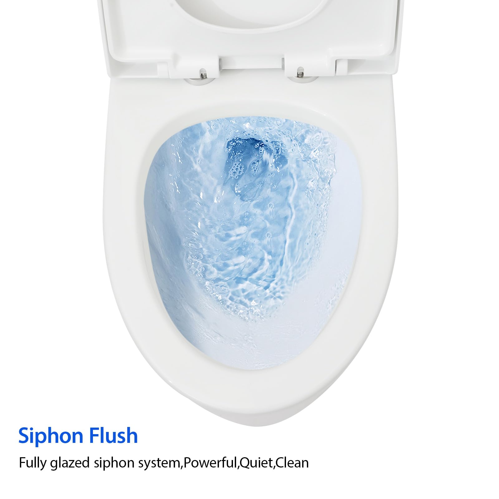 Modern One-Piece White Ceramic Toilet - Comfort Height, Dual Flush (0.93/1.28 GPF), Elongated Round Bowl with Soft Close Seat, 12