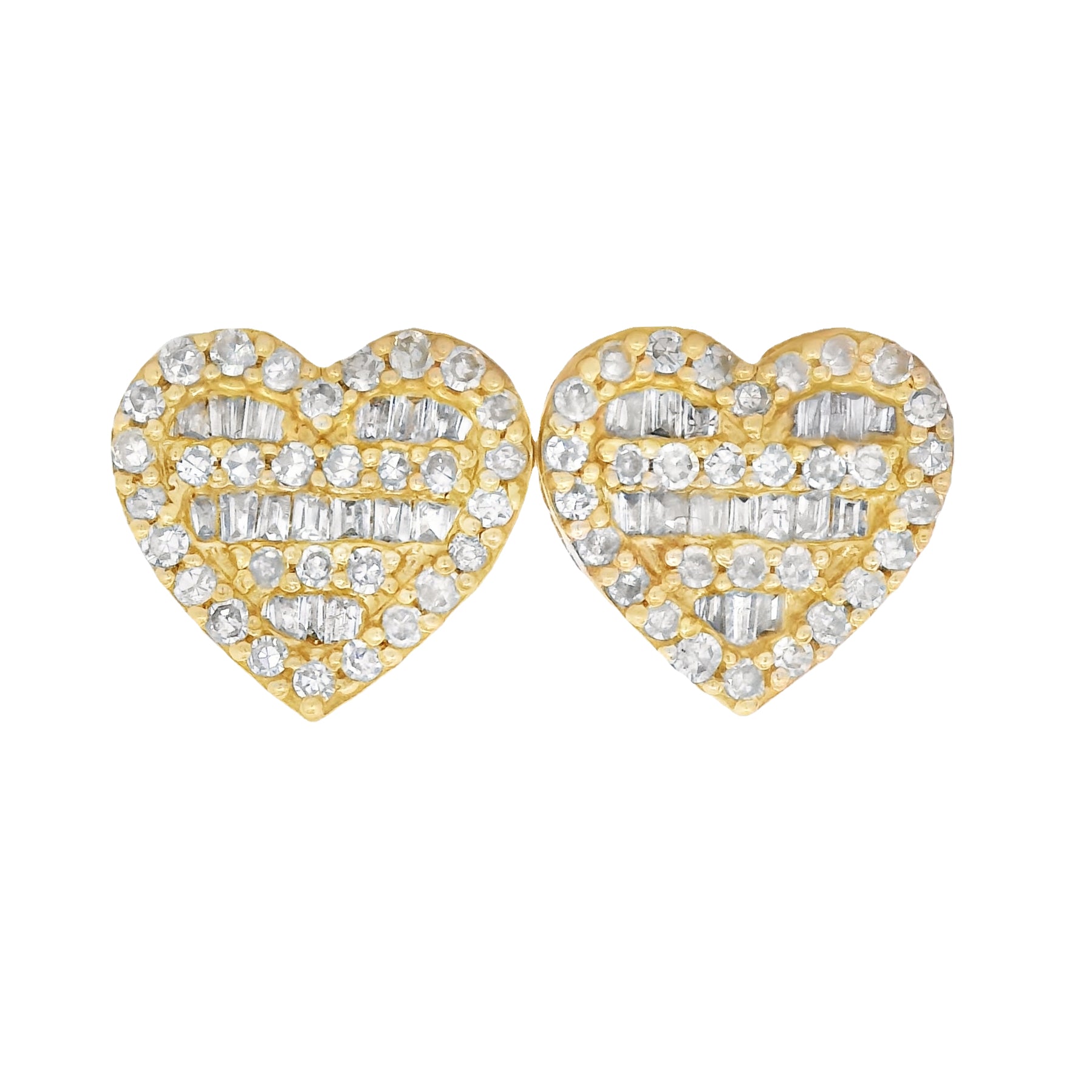 14K Gold Heart Baguette Diamond Stud Earrings for Women - Elegant Valentine's Day Gift, Anniversary Present & Everyday Luxury Jewelry | Perfect for Date Nights, Weddings and Special Occasions