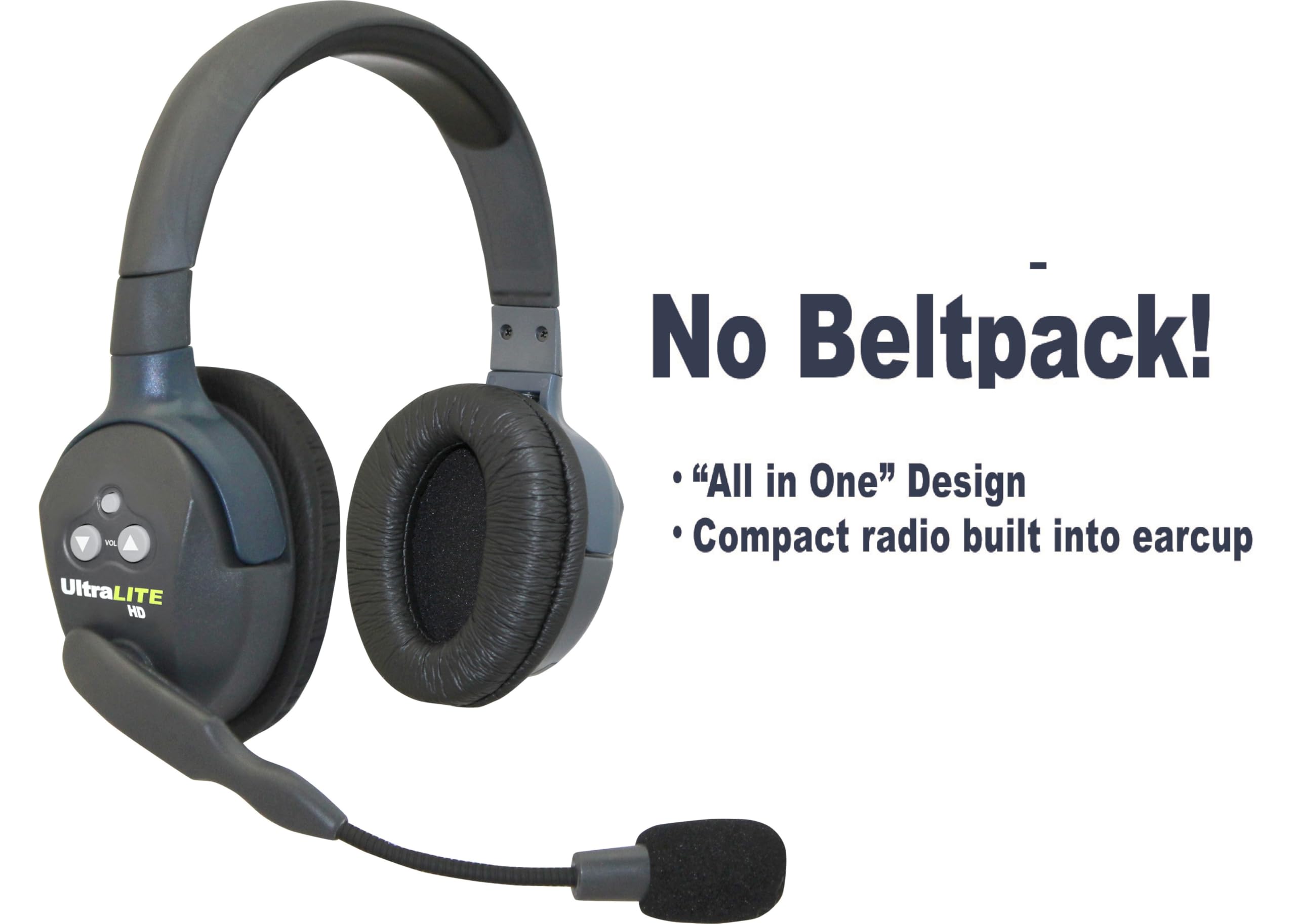 EARTEC ULDM-HD Ultralite HD Dual Ear Wireless Headset - Full Duplex Communication with Rechargeable Battery for Construction, Security & Event Teams