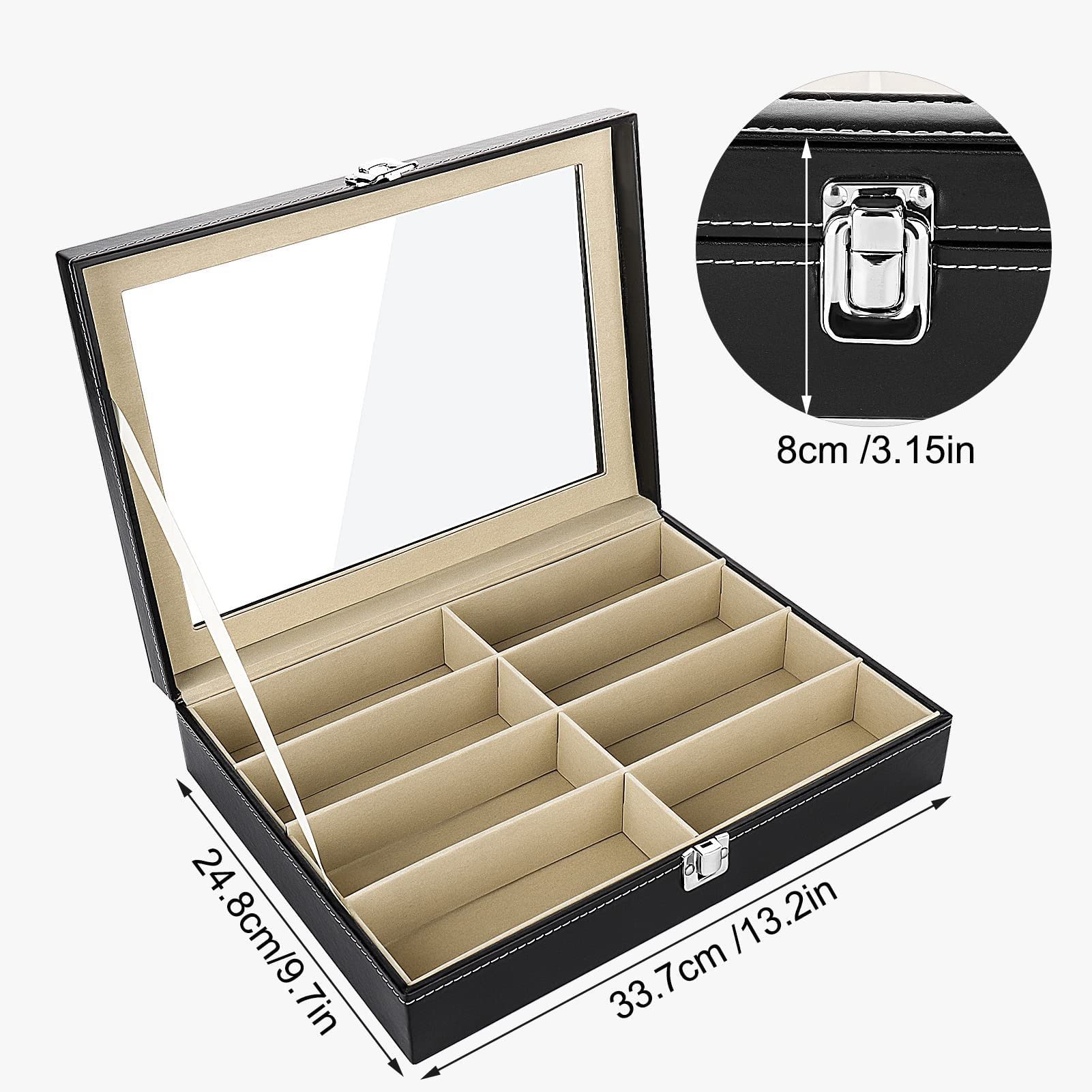 Youyijia Transparent Glass Sunglasses Storage Box - Dust-Proof Portable Eyewear Case for Men & Women | Perfect for Travel, Home, Office & Car Organization