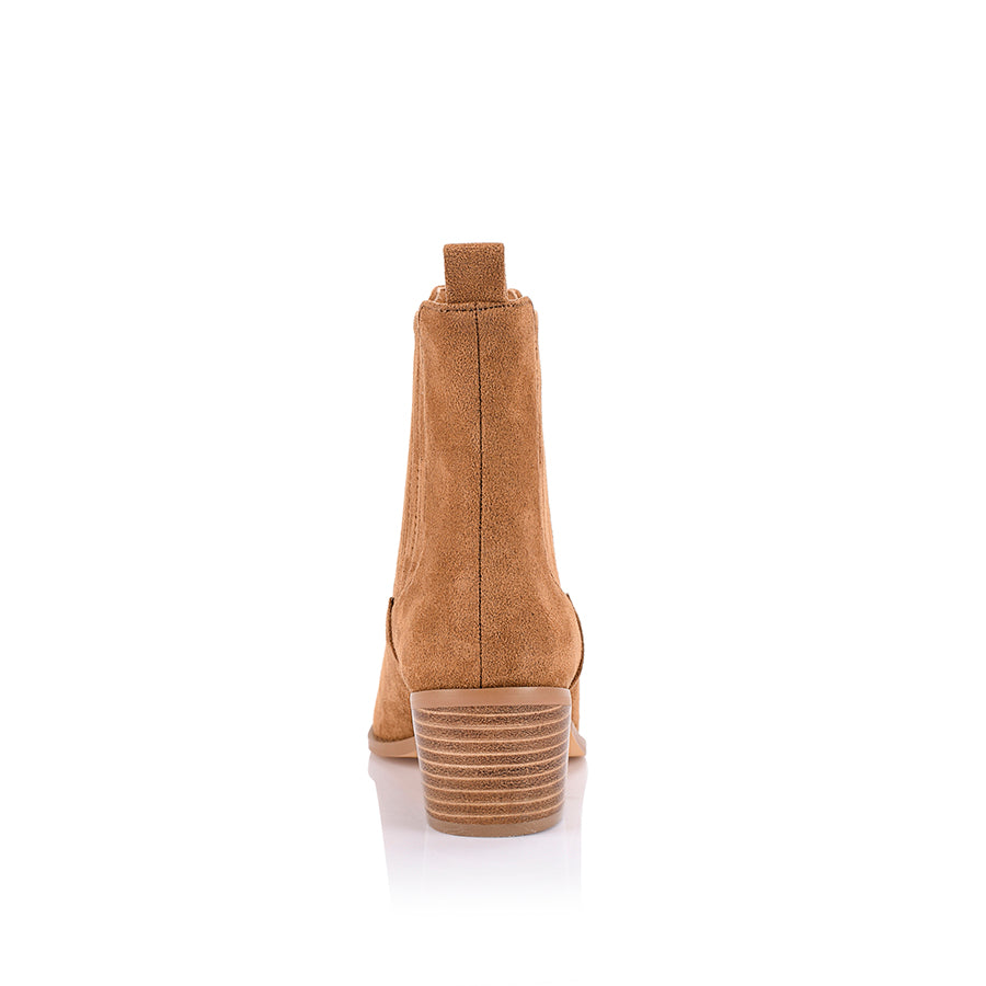 Dale Chelsea Ankle Boots for Women - Tan Micro Suede - Comfortable Slip-On Booties for Casual Wear, Office & Fall Fashion