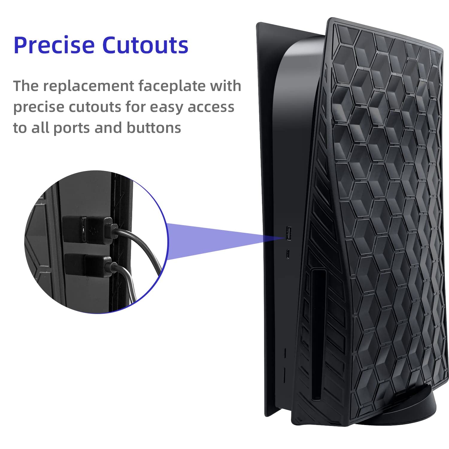 McBazel Replacement PS5 Faceplate Cover - Hard Dustproof Front Panel Accessory for PlayStation 5 Disc Edition (Beehive Black) | Not Compatible with PS5 Slim/PS5 Pro | Perfect for Gaming Setup & Console Protection