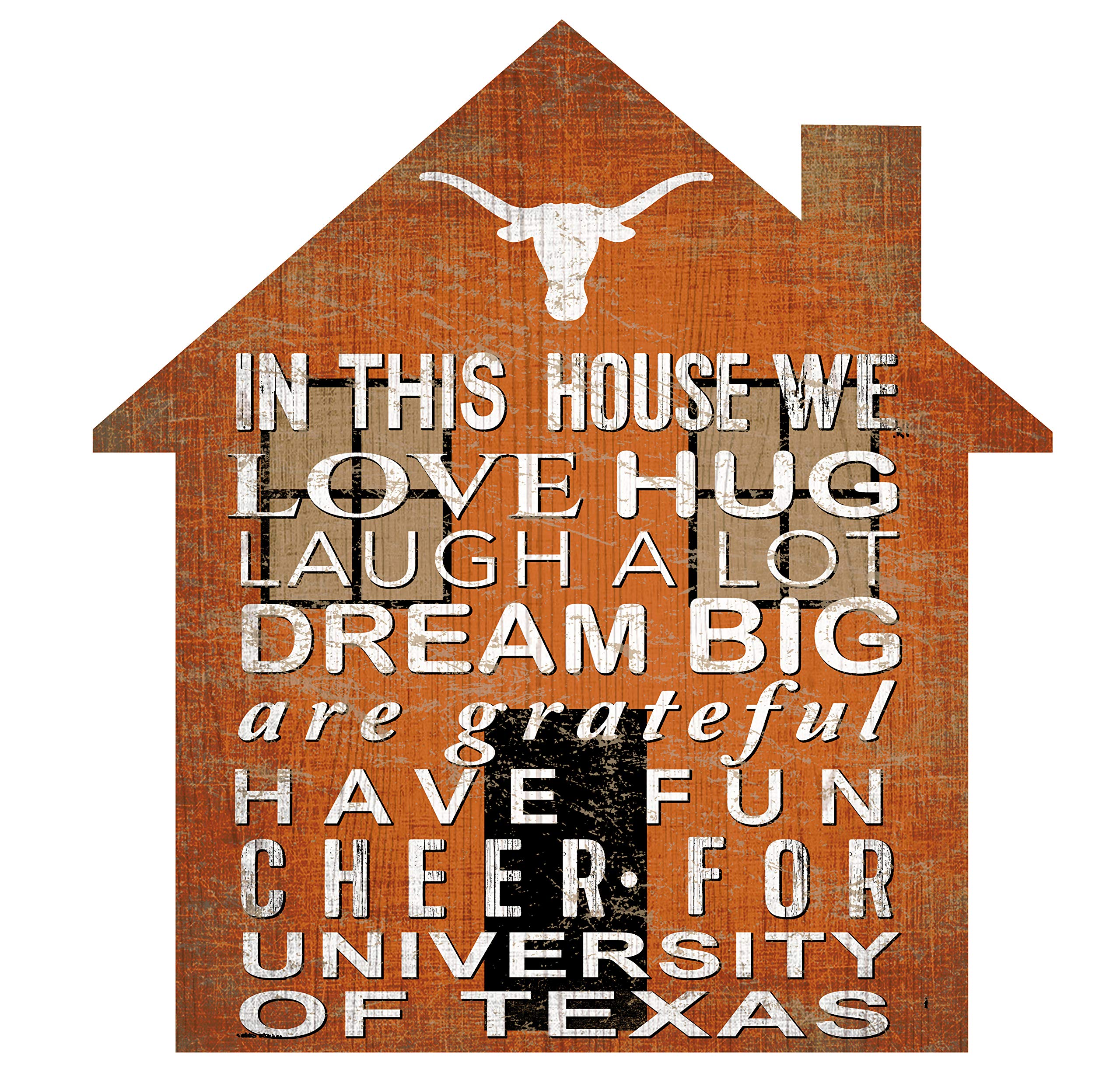 Fan Creations Texas Longhorns 12-Inch Wooden House Sign - Perfect for Home Decor, Game Room, and College Football Fan Gifts