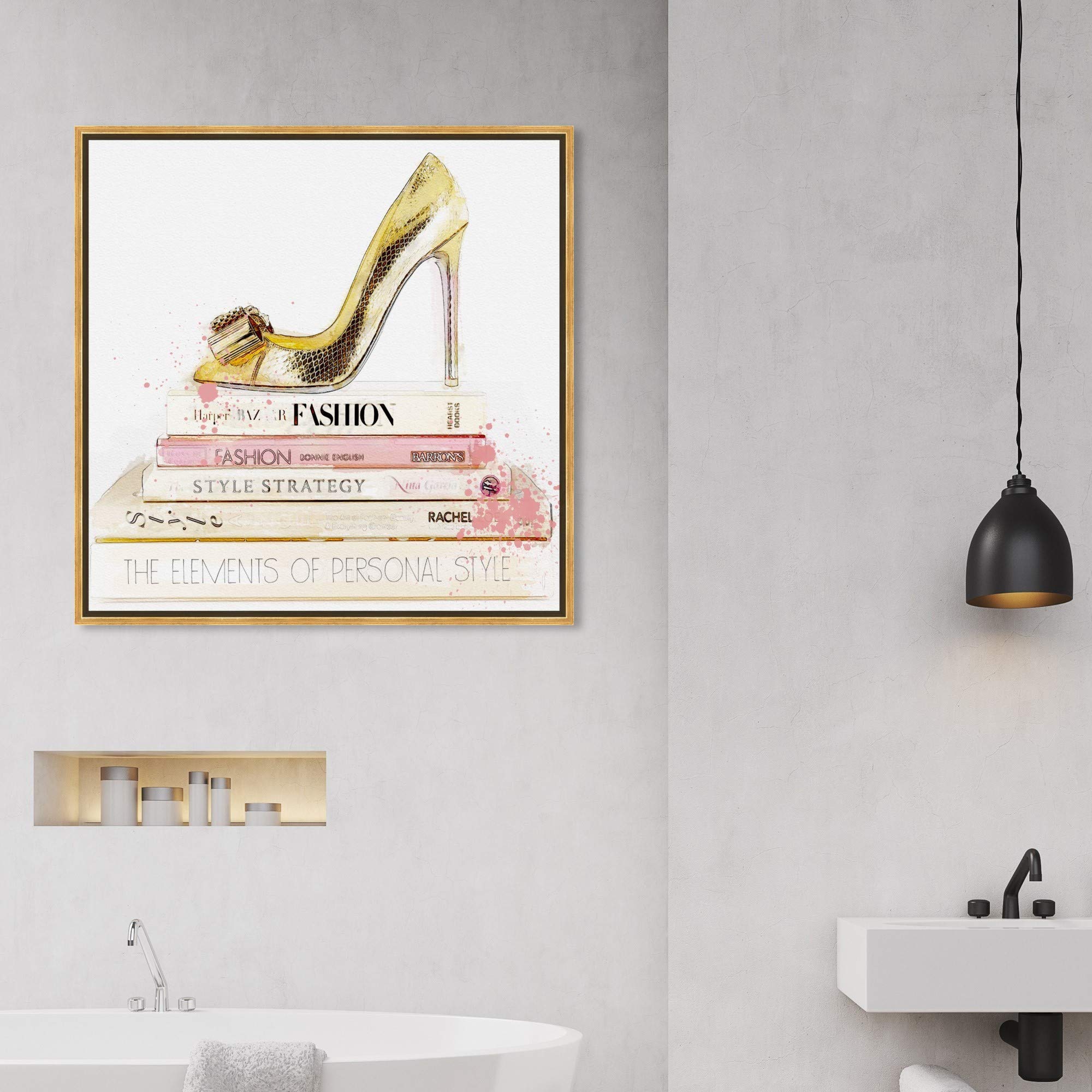 Oliver Gal Artist Co. Fashion & Glam Wall Art - 30x30 Inch Gold & White Framed Canvas Print - Perfect for Bedroom, Living Room & Office Décor