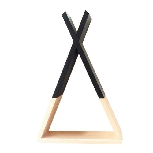 YZJC Wooden Triangle Wall Shelf - Black Storage Rack for Living Room, Bedroom & Office | Space-Saving Home Decor & Organizer | Perfect for Books, Plants & Decorative Items