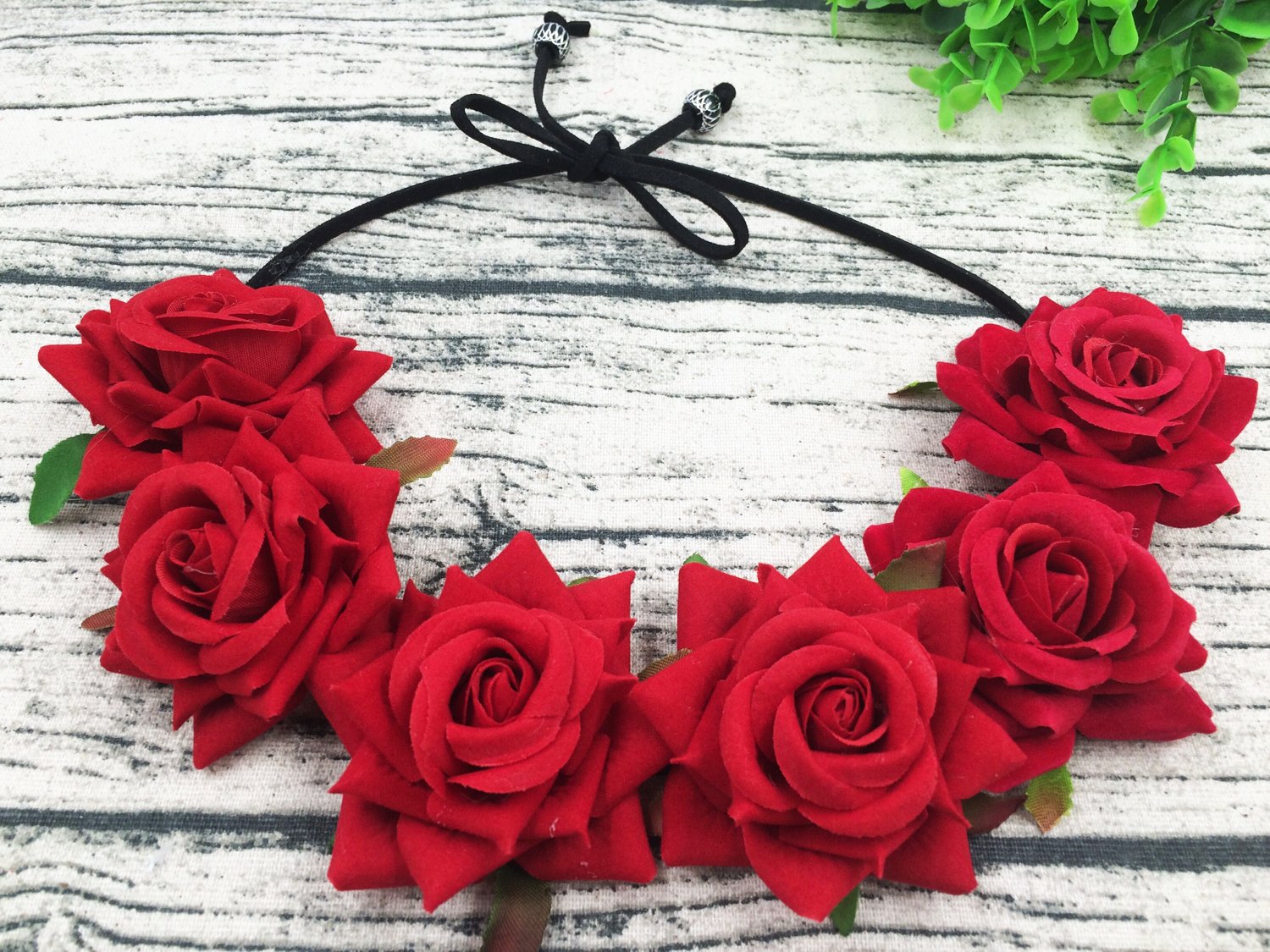 Floral Fall Rose Red Flower Crown - Woodland Hair Wreath Headband for Festival, Wedding, Boho Party (3-Red) | Perfect for Halloween, Cosplay, Photoshoots & Renaissance Fairs