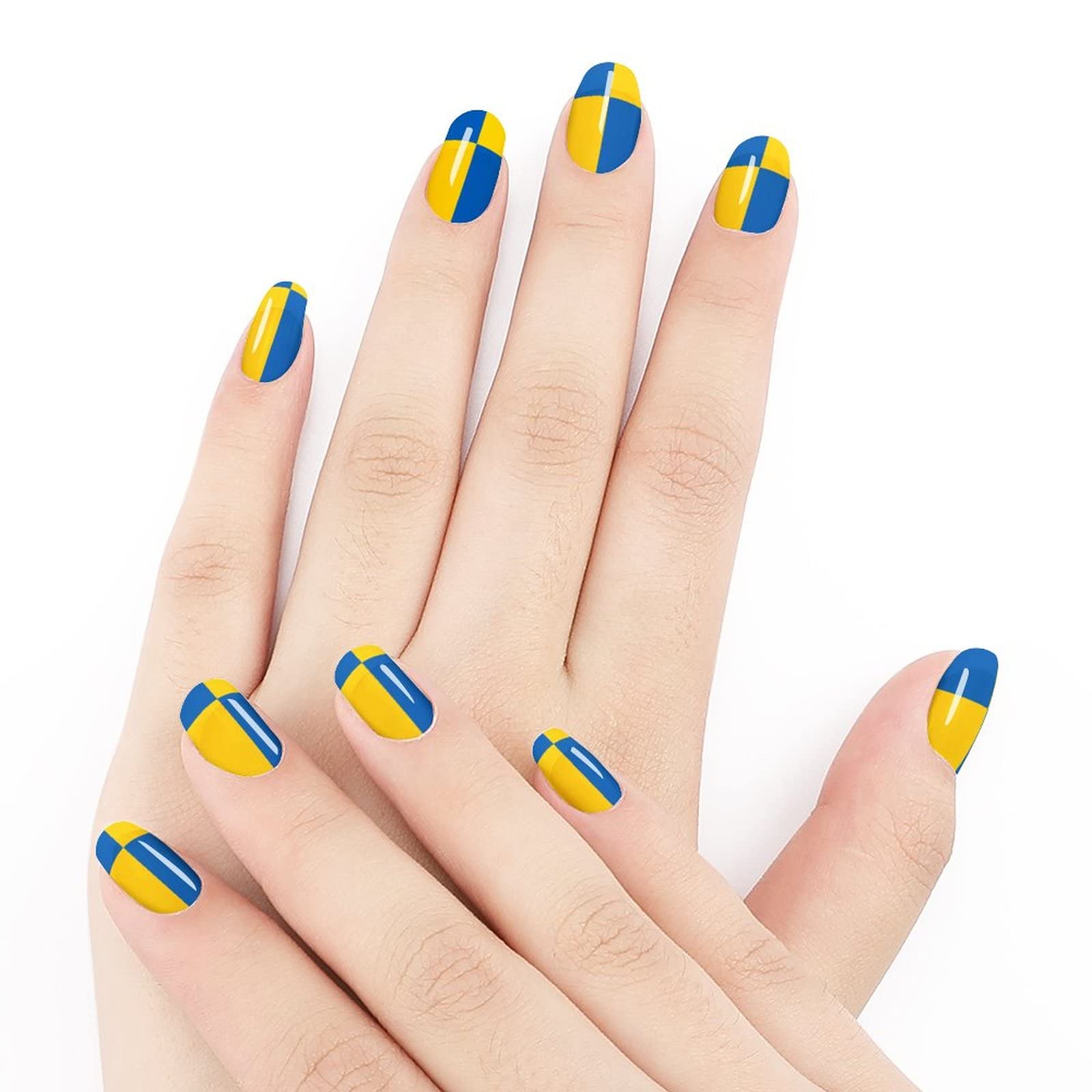 AMRANDOM 5-Piece 3D Nail Art Decals - Full Wrap Ukrainian Flag & Peace Love Nail Stickers for Manicure Salon & DIY Nail Art | Perfect for Girls' Nail Decor, Ukrainian Support, and Special Occasions
