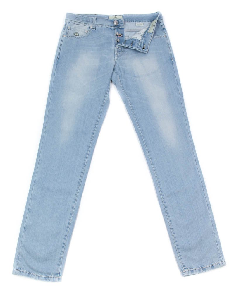 Luigi Borrelli Premium Denim Blue Jeans for Men - Extra Slim Fit 38x54 - Stylish & Comfortable for Casual Wear, Office & Night Out