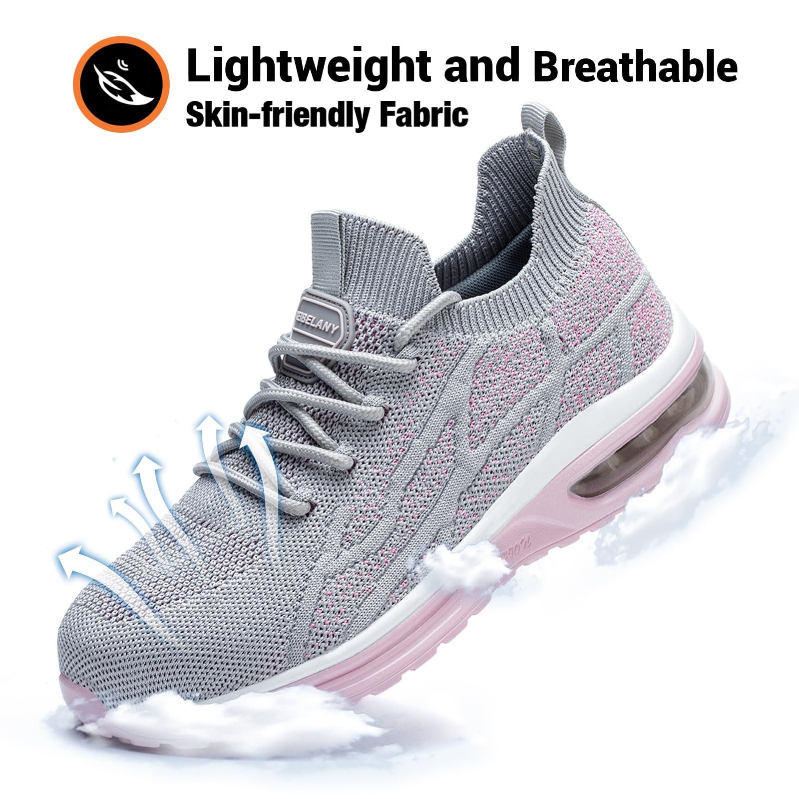 Women's Steel Toe Work Shoes - Breathable Safety Sneakers with Composite Toe | Lightweight Comfortable Tennis Shoes for Construction, Warehouse & Outdoor Work | Durable Indestructible Work Footwear