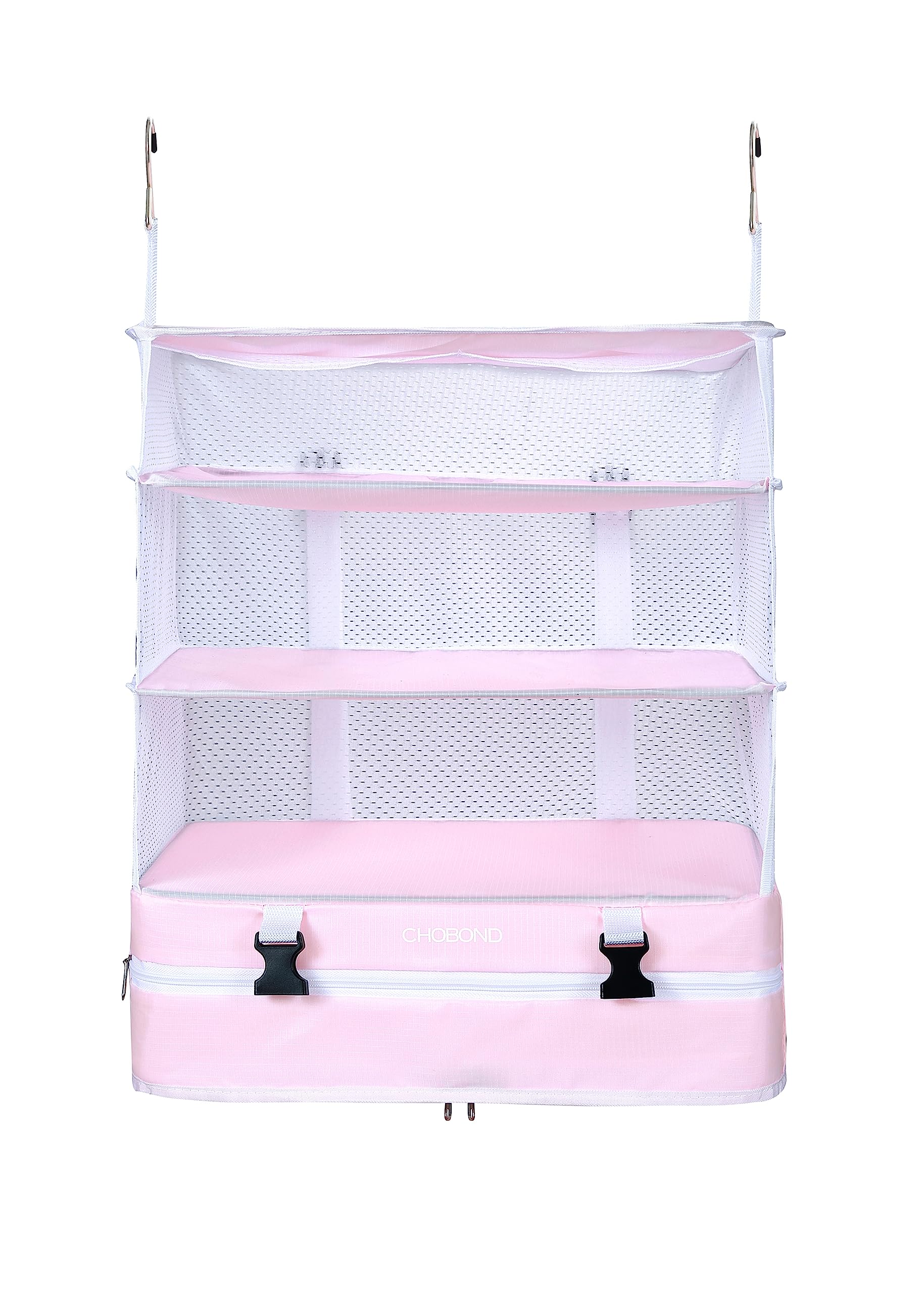 CHOBOND Travel Luggage Organizer - Portable Hanging Packing Cubes with Multiple Compartments for Suitcase & Carry-on | Space Saving Closet Organizer for Business Trips & Vacations (Pink)