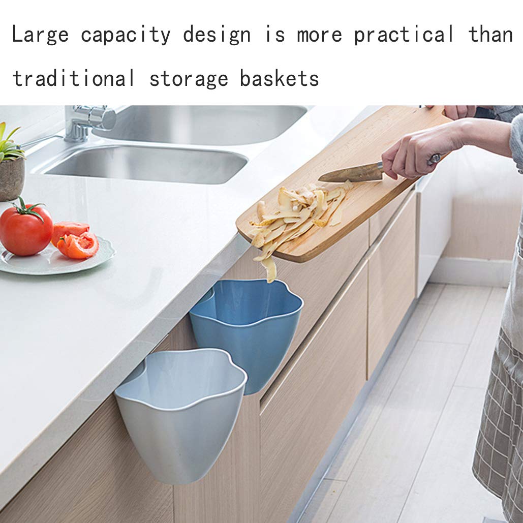 Space-Saving Hanging Trash Can for Kitchen - No Lid, Mounts on Cabinet Door - Compact Household Waste Bin (Blue) - Perfect for Small Kitchens, RVs & Under-Sink Storage