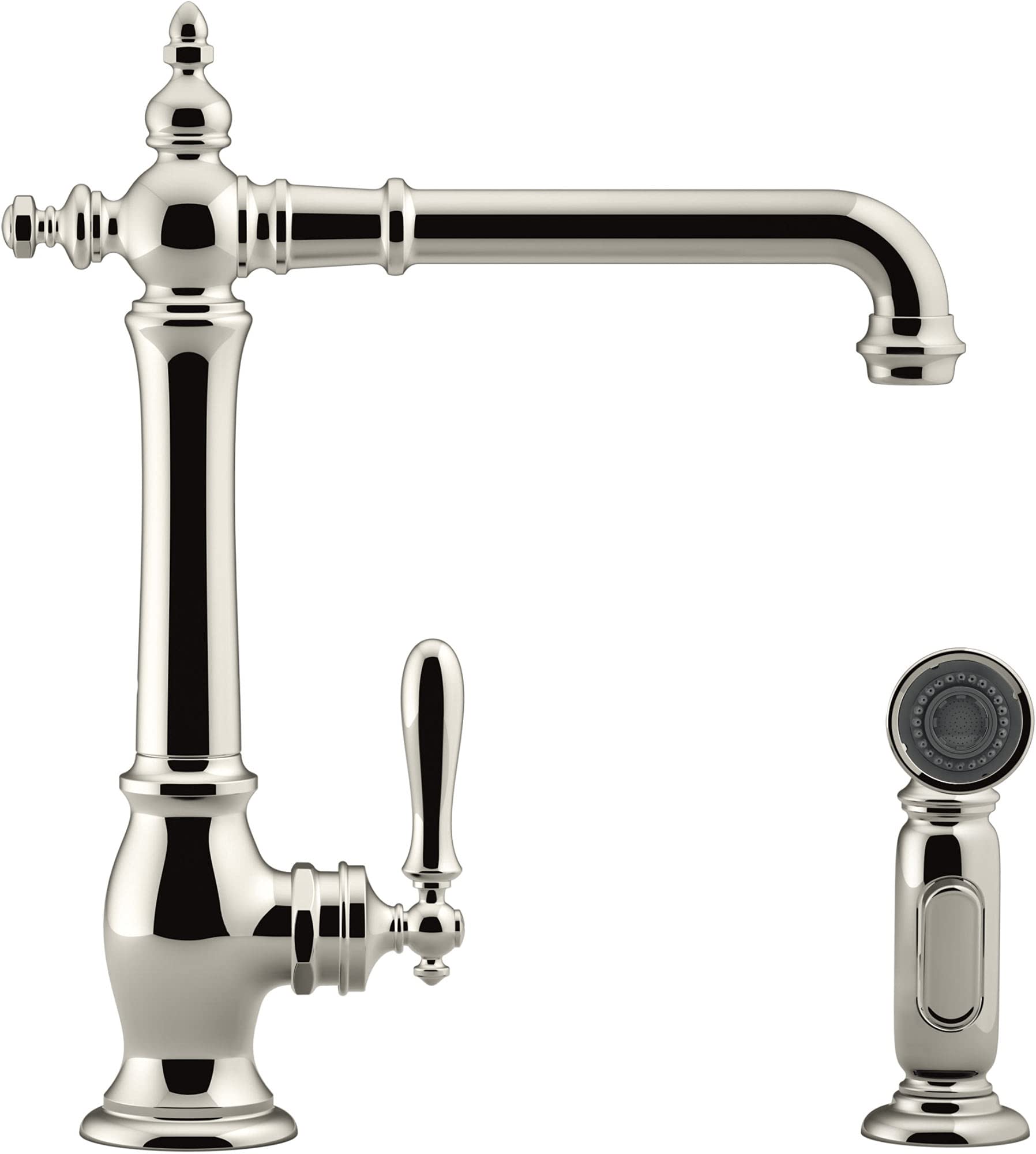 Kohler K-99265-2MB Artifacts Single Handle Pull-Down Kitchen Faucet with Side Sprayer in Vibrant Moderne Brushed Brass Finish - Perfect for Modern Farmhouse & Contemporary Kitchen Renovations