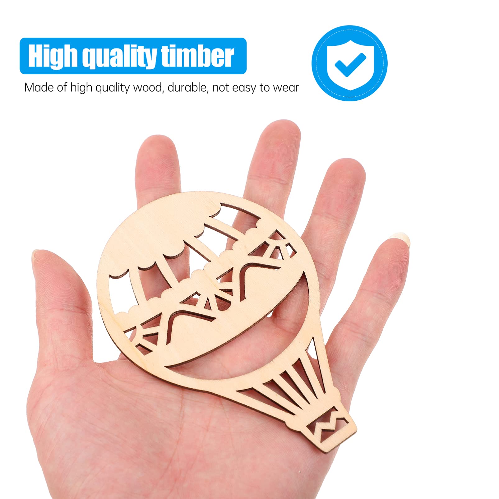 30pcs Unfinished Wooden Hot Air Balloon Cutouts for DIY Craft Projects - Hollow Wooden Puzzle Slices for Painting & Decor - Perfect for Home Decor, Kids' Art, and Party Favors