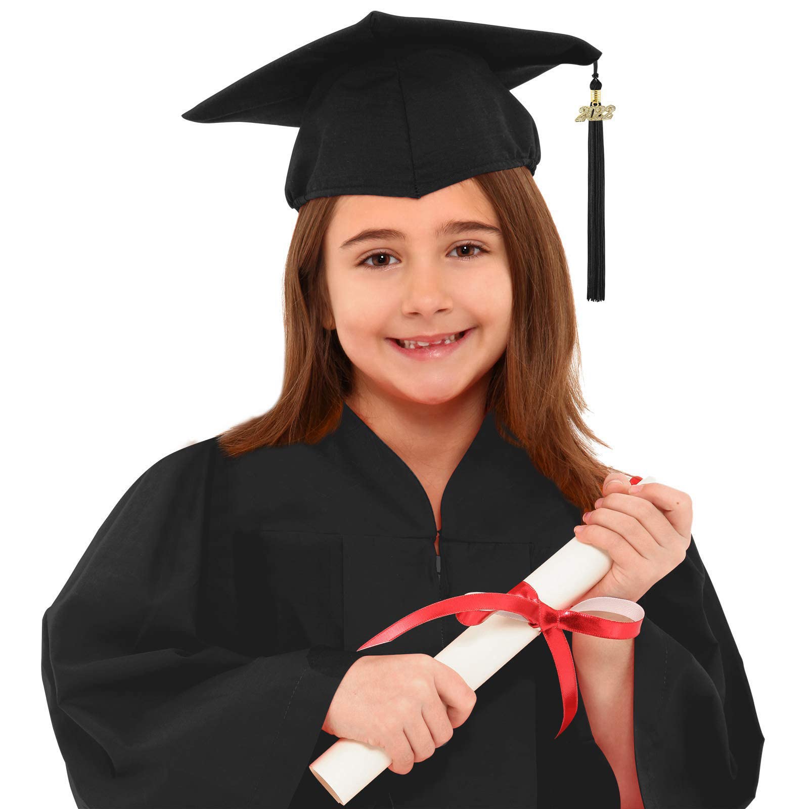 Unisex Graduation Gown Set with Sash for Kids 2-12 Years - Preschool & Kindergarten Graduation Outfit (Black, Size 6-7) | Perfect for School Ceremonies, Photo Shoots & Special Occasions