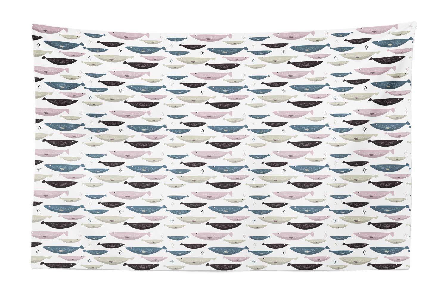 Ambesonne Underwater Tapestry - Funny Fish Shapes with Wavy Stripes Fabric Wall Art | 45