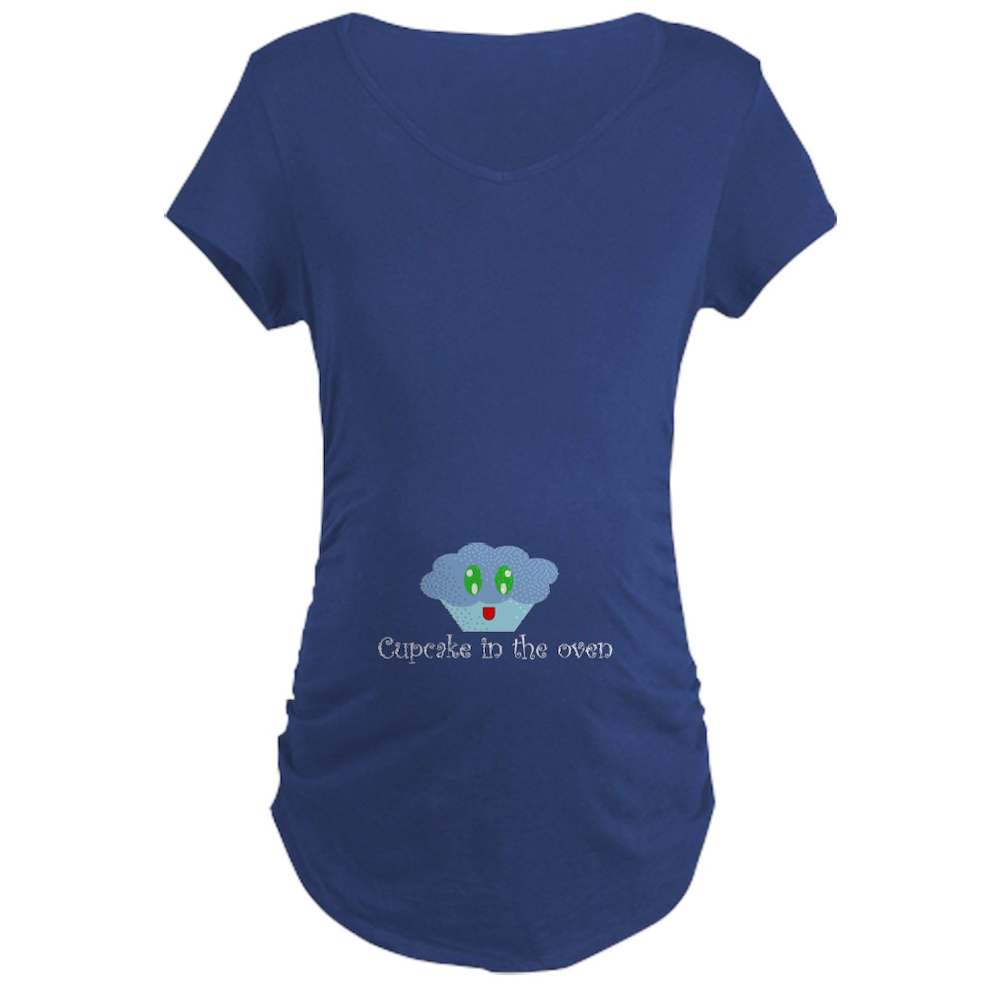 Cupcake in The Oven Maternity T-Shirt for Women - Soft Ruched Side Pregnancy Tee - Perfect for Baby Showers & Maternity Photos