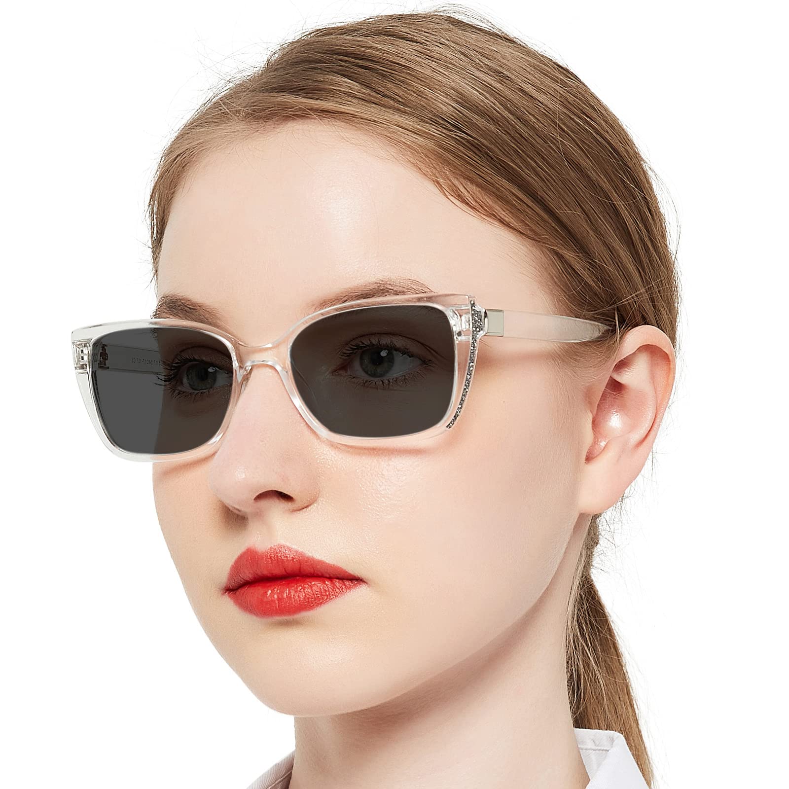 OCCI CHIARI Women's Oversized Blue Light Blocking Sunglasses UV400 Protection (1.0-3.5 Strength) for Reading, Driving & Outdoor Activities
